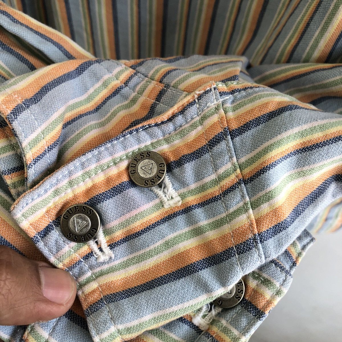 Guess × Japanese Brand × Vintage GUESS STRIPE RAINBOW COTTON JACKET Size M / US 6-8 / IT 42-44 - 5 Thumbnail