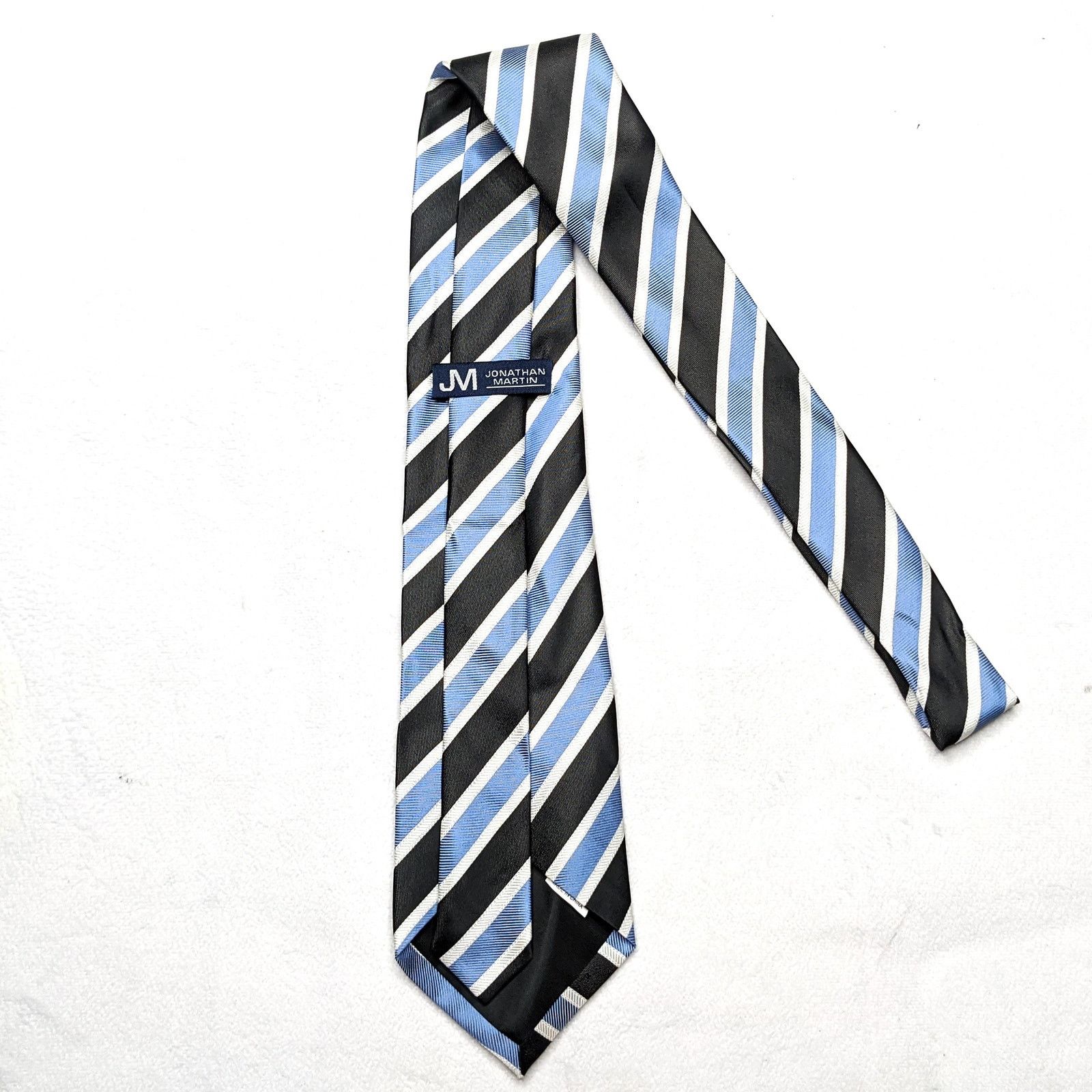 Jonathan Saunders Jonathan Martin Men's Neck Tie Blue Black Silk Size ONE SIZE - 2 Thumbnail