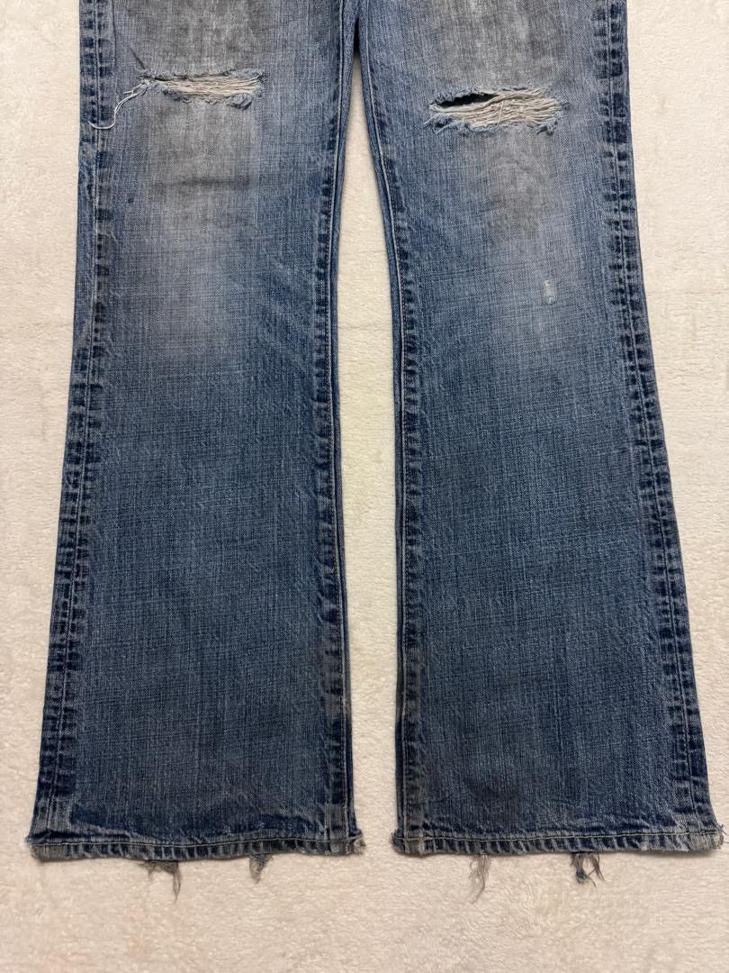 Levi's 💥INSANE💥CRAZY THRASHED ABRECROMBIE FLARED BELL BOTTOM JEANS Size US 35 - 11 Thumbnail