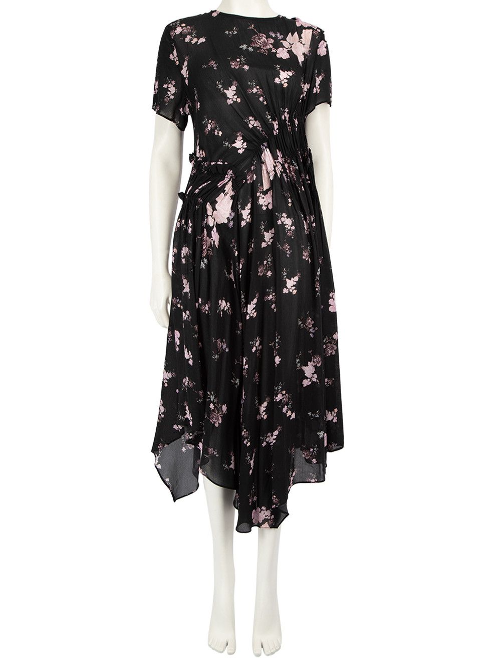 image of Preen By Thornton Bregrazzi Black Floral Midi Dress, Women's (Size Medium)