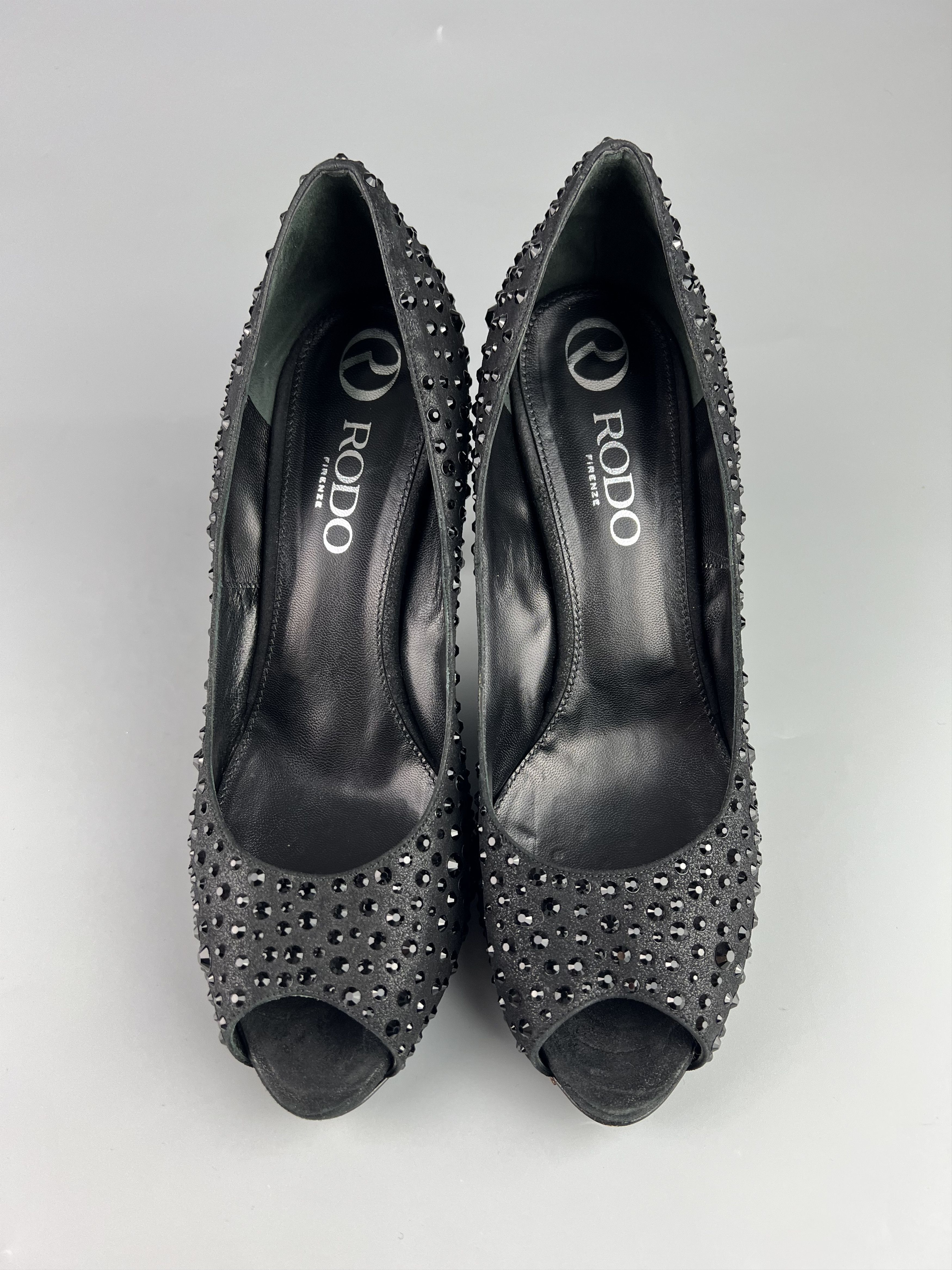 Other Rodo Black Crystals Rhinestones Pumps Shoes Size 39.5 Size US 8.5 / IT 38.5 - 2 Thumbnail