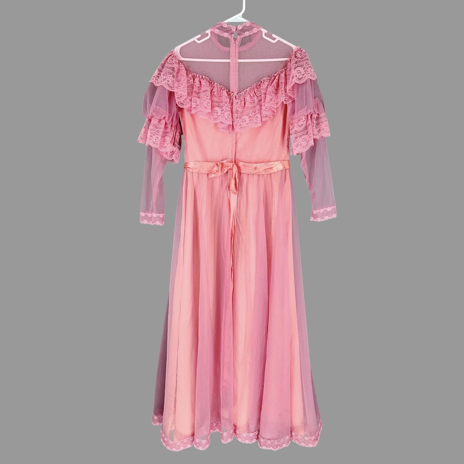 Designer 70s Victorian Revival Dress Pink Prairie Size L Gunne Style Size L / US 10 / IT 46 - 2 Thumbnail