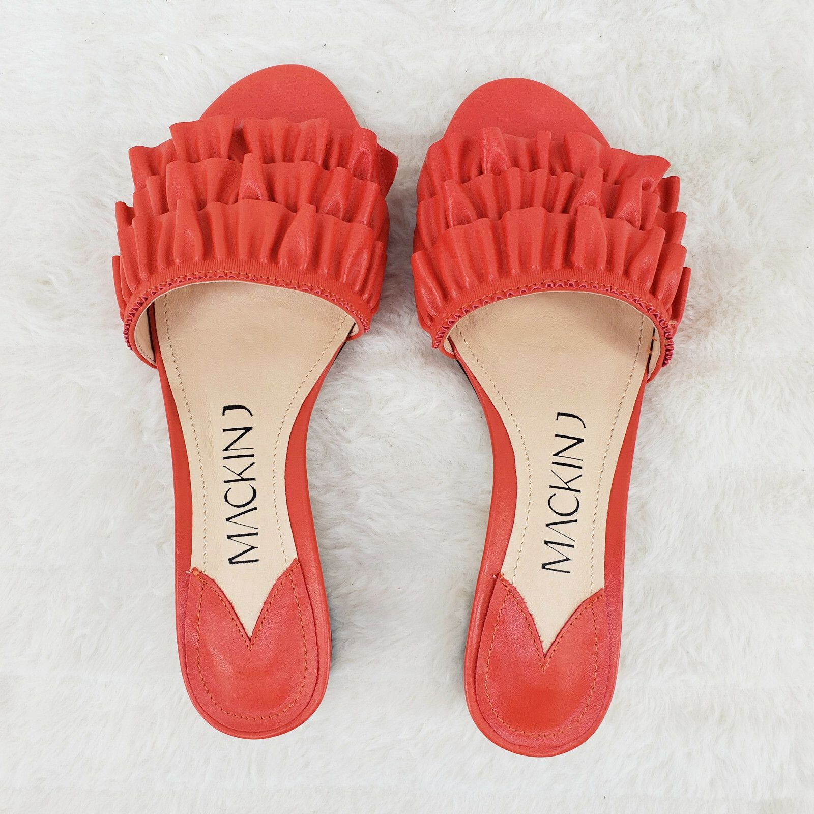Other Mac J Orange Ruffle Wave Slip On Flats Mules Clog Slipper S Size US 7 / IT 37 - 2 Thumbnail