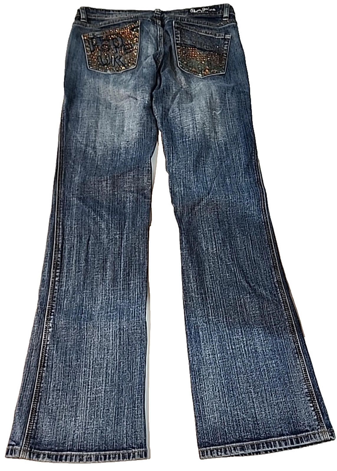 Pepe Jeans Pepe Jeans UK Blue Jeans Orange Beaded Low Rise 29/30W x 32L Size 29" - 4 Thumbnail