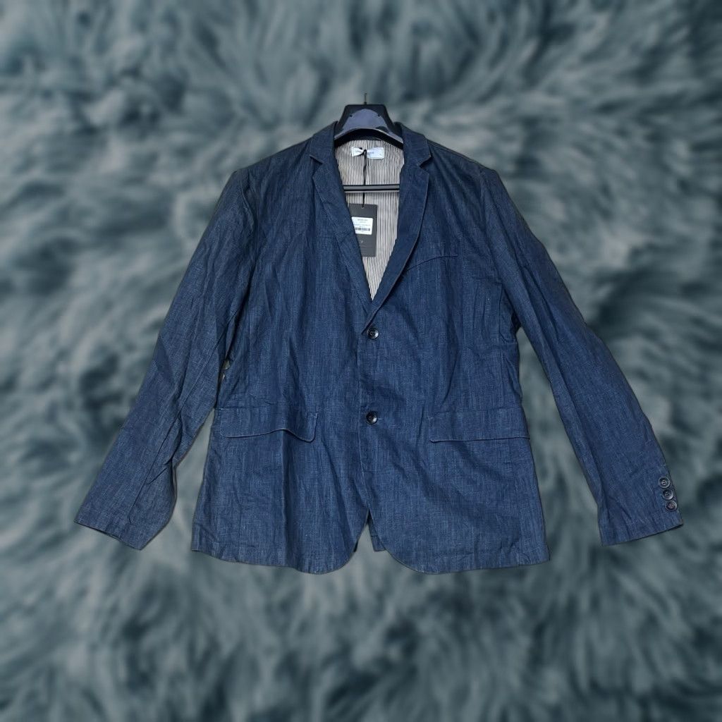 Vintage Five Four Blazer Jacket Blue Linen 2 Button NWT Men's Size L Large Sports Coat Size 42R - 1 Thumbnail