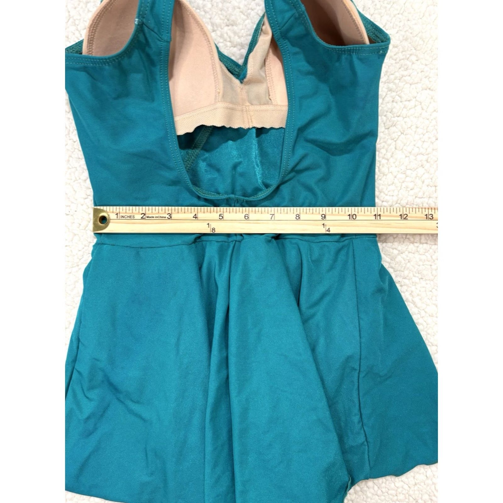 Vintage VINTAGE Christina One Piece Swimsuit Modest Swim Dress Wrap Teal Gold Button 10 Size L / US 10 / IT 46 - 7 Thumbnail