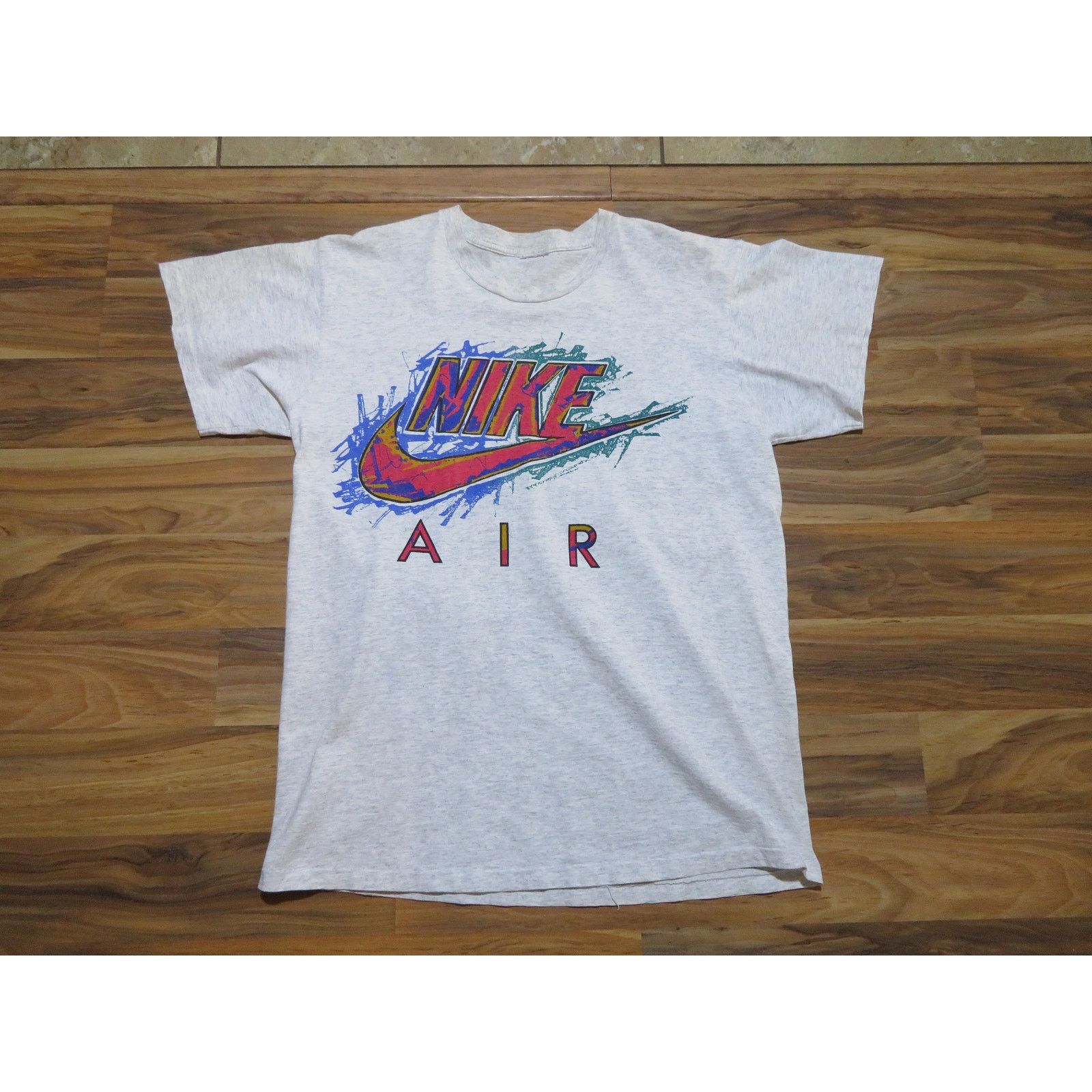 Nike Nike Air T-shirt, Swoosh Gray Red Blue Double Sided L 1990s Size US L / EU 52-54 / 3 - 1 Thumbnail