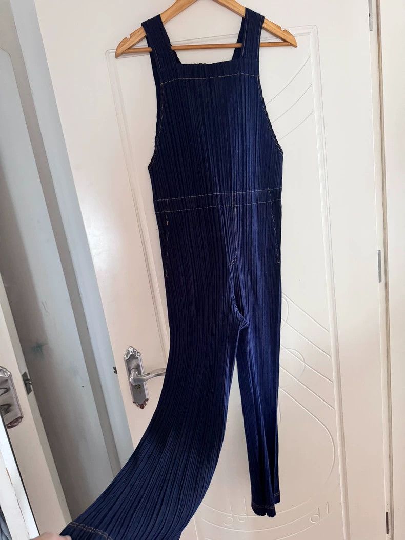 Issey Miyake Blue overalls with pleated pants