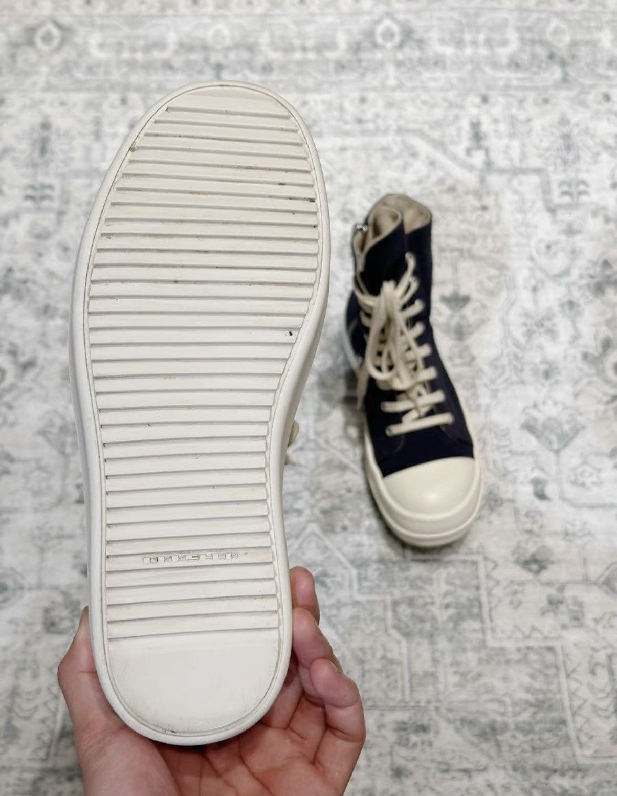 Rick Owens Drkshdw Rick Owens DRKSHDW canvas high-top classic Size US 8 / IT 38 - 8 Thumbnail