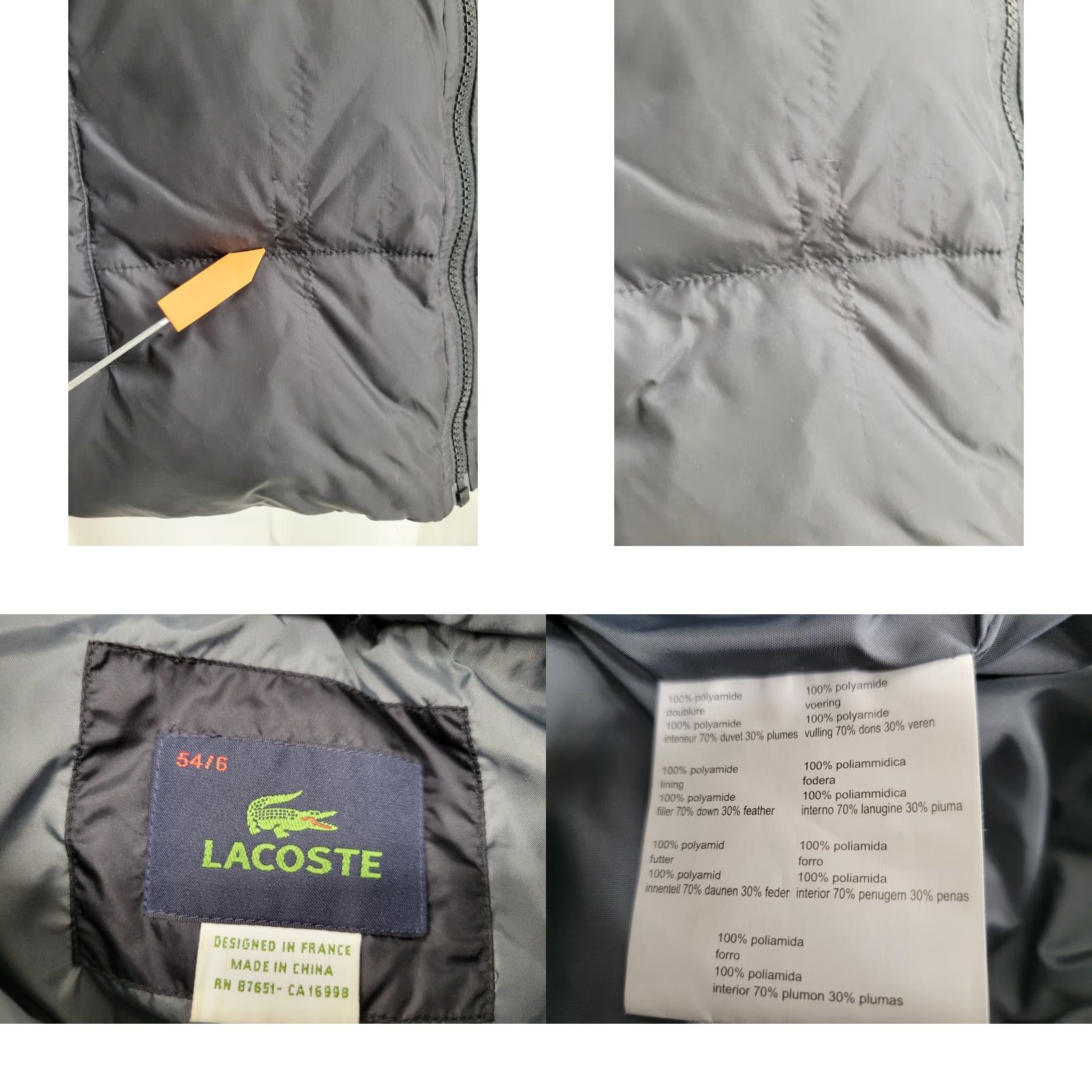 Lacoste LACOSTE Puffer Vest Women's Black 54/6 Outdoor Apparel Vest Sleeveless Contemporary Warmth 54/6 Womens Size XXL / US 16-18 / IT 52-54 - 9 Thumbnail