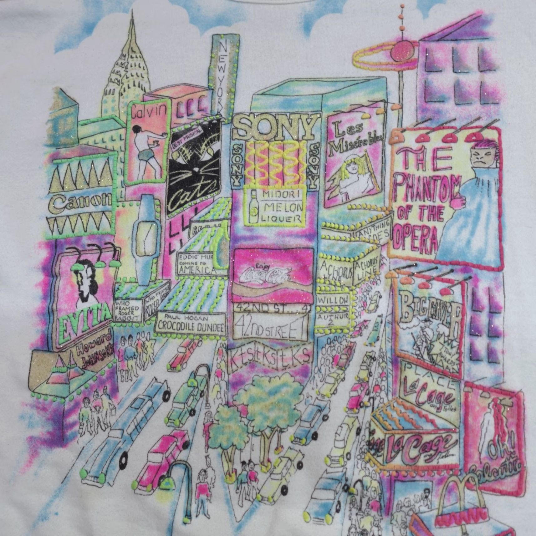 Vintage VINTAGE Times Square Womens Sweater Medium White 90s New York Broadway Size M / US 6-8 / IT 42-44 - 2 Thumbnail