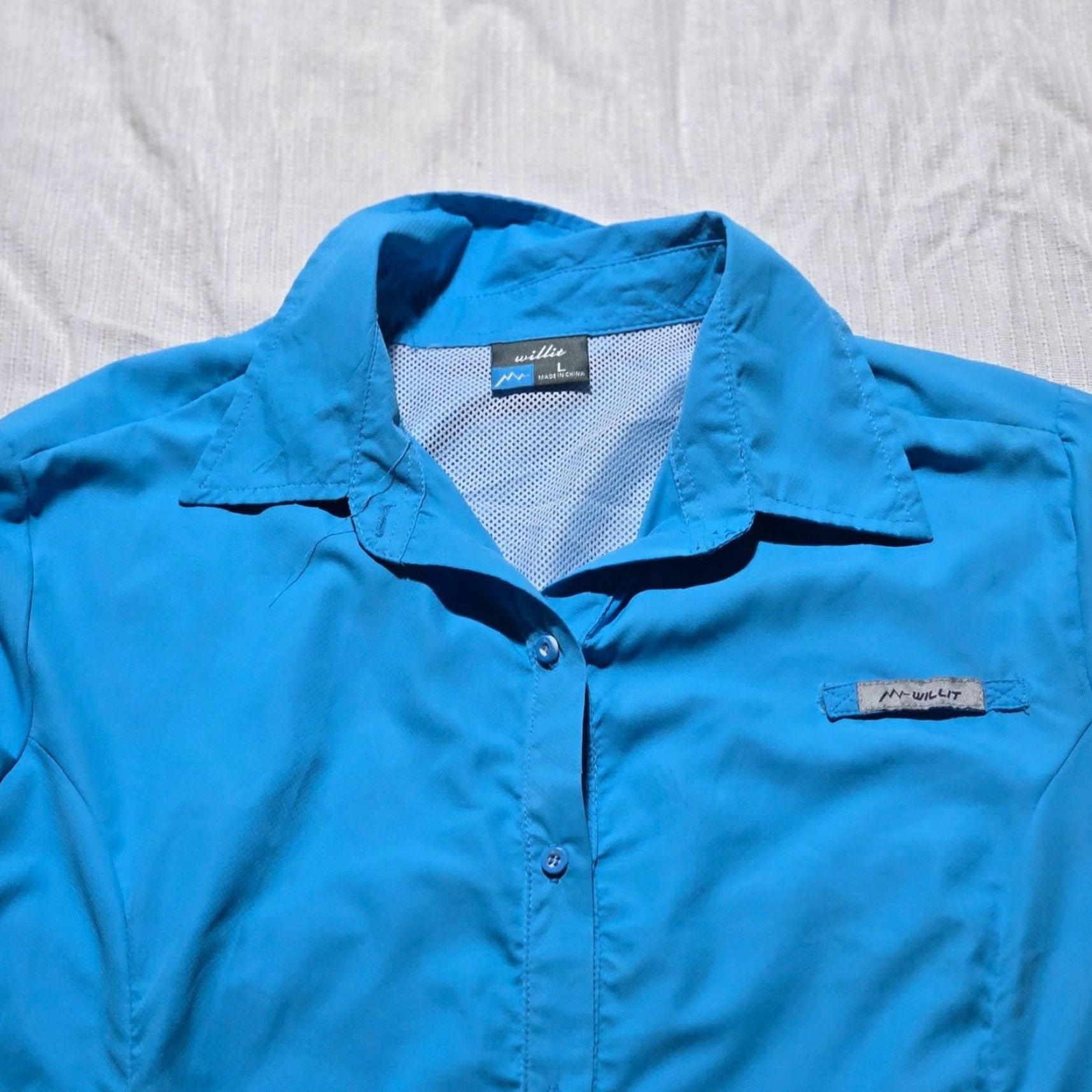 Vintage WILLIT Button-Up Shirt Solid Blue Long Sleeve Performance Outdoor Adult Womens Large Size L / US 10 / IT 46 - 2 Thumbnail