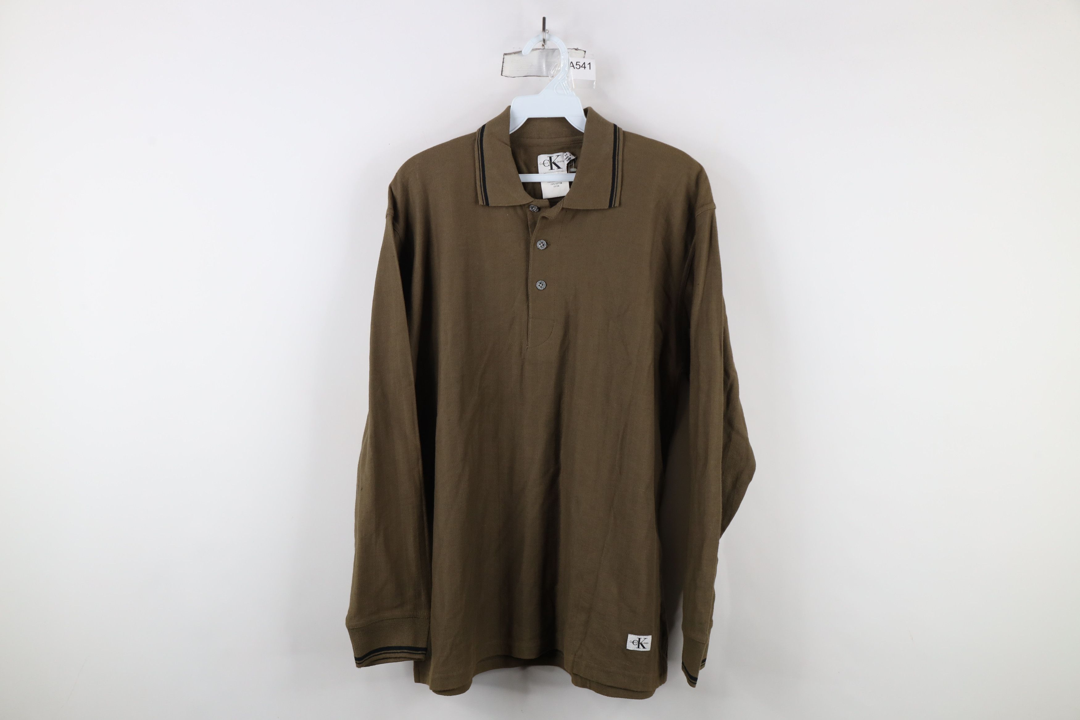 Calvin Klein × Vintage Deadstock Vintage 90s Calvin Klein Long Sleeve Polo Size US M / EU 48-50 / 2 - 1 Thumbnail