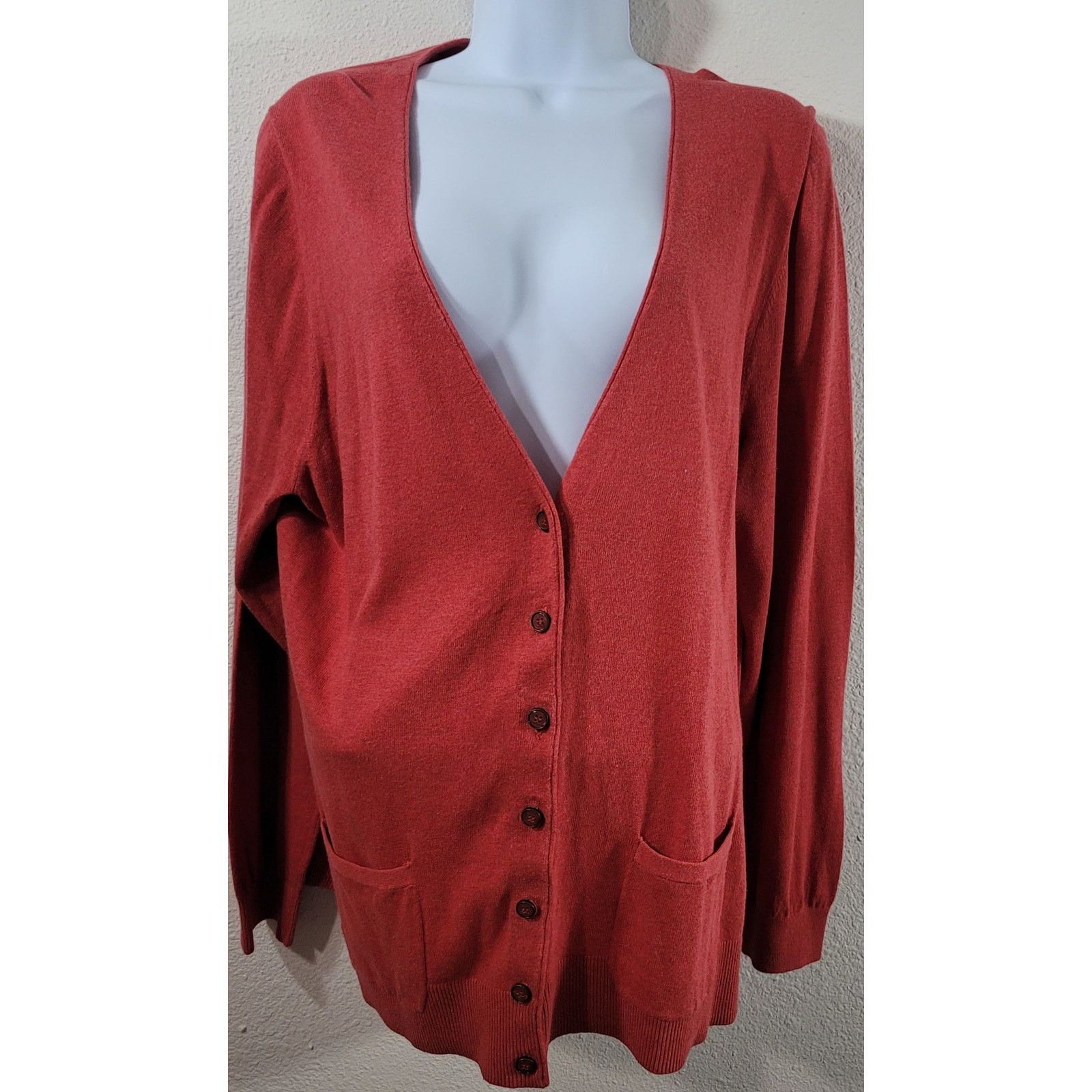 Other Lane Bryant Orange Button Up Cardigan Sweater 18 20 Soft Size XXL / US 16-18 / IT 52-54 - 1 Thumbnail