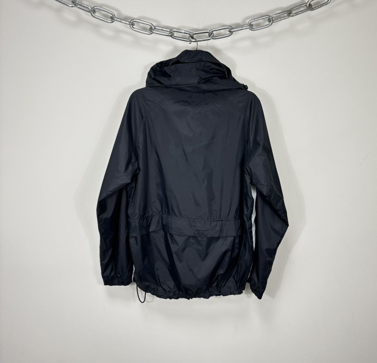 Nike Vintage Nike Y2K Big Swoosh Black Hype Hooded Nylon Jacket Size US M / EU 48-50 / 2 - 3 Thumbnail