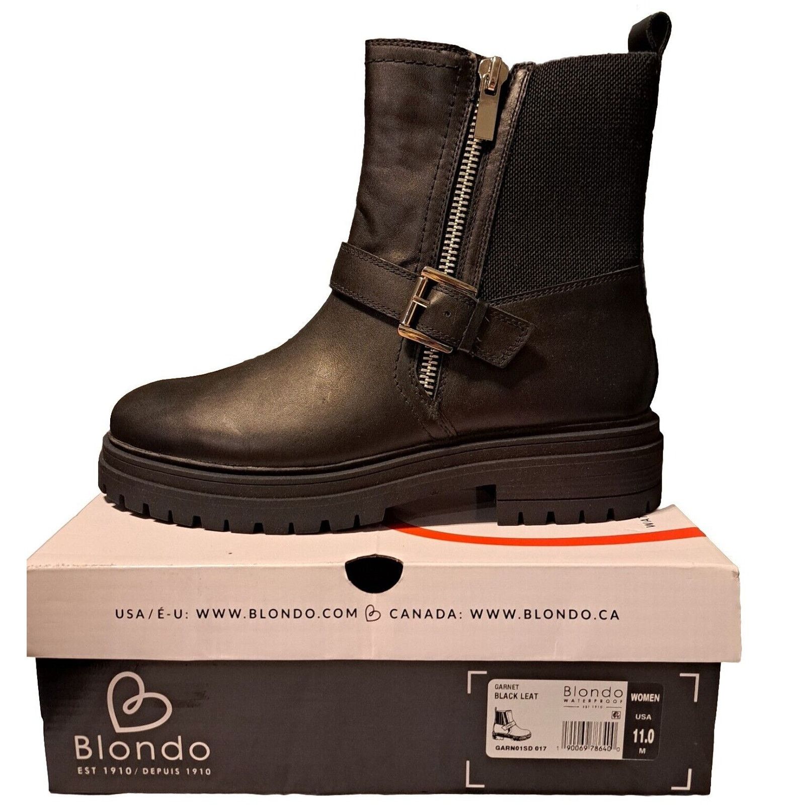 Nordstrom Blondo Garnet Lug Waterproof Black Leather Boot Women's 11 Size US 11 / IT 41 - 7 Thumbnail