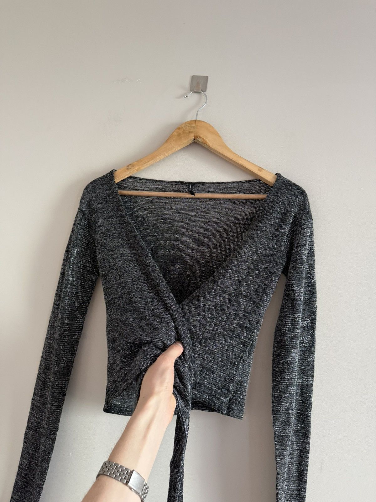 Sarah Pacini Sarah Pacini Wrap Cardigan Tie Long Sleeve Italy Size S / US 4 / IT 40 - 4 Thumbnail