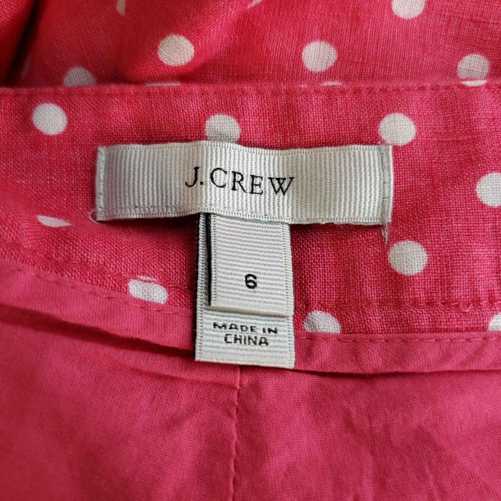 J.Crew J.CREW Womens Linen Shorts Sz 6 Pink White Polka Dots Mid Rise Short Casual Men/Women Size 28" / US 6 / IT 42 - 4 Thumbnail