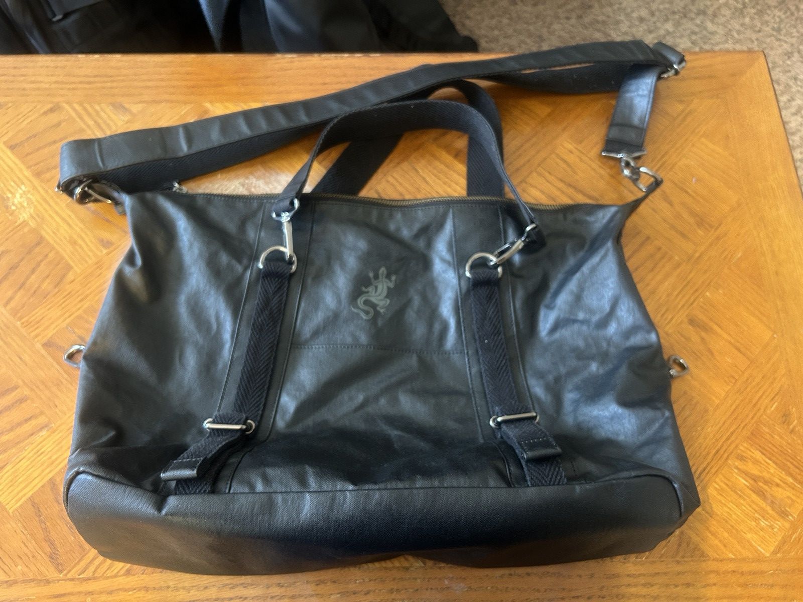 Agnes b. voyage black waxed canvas messenger bag