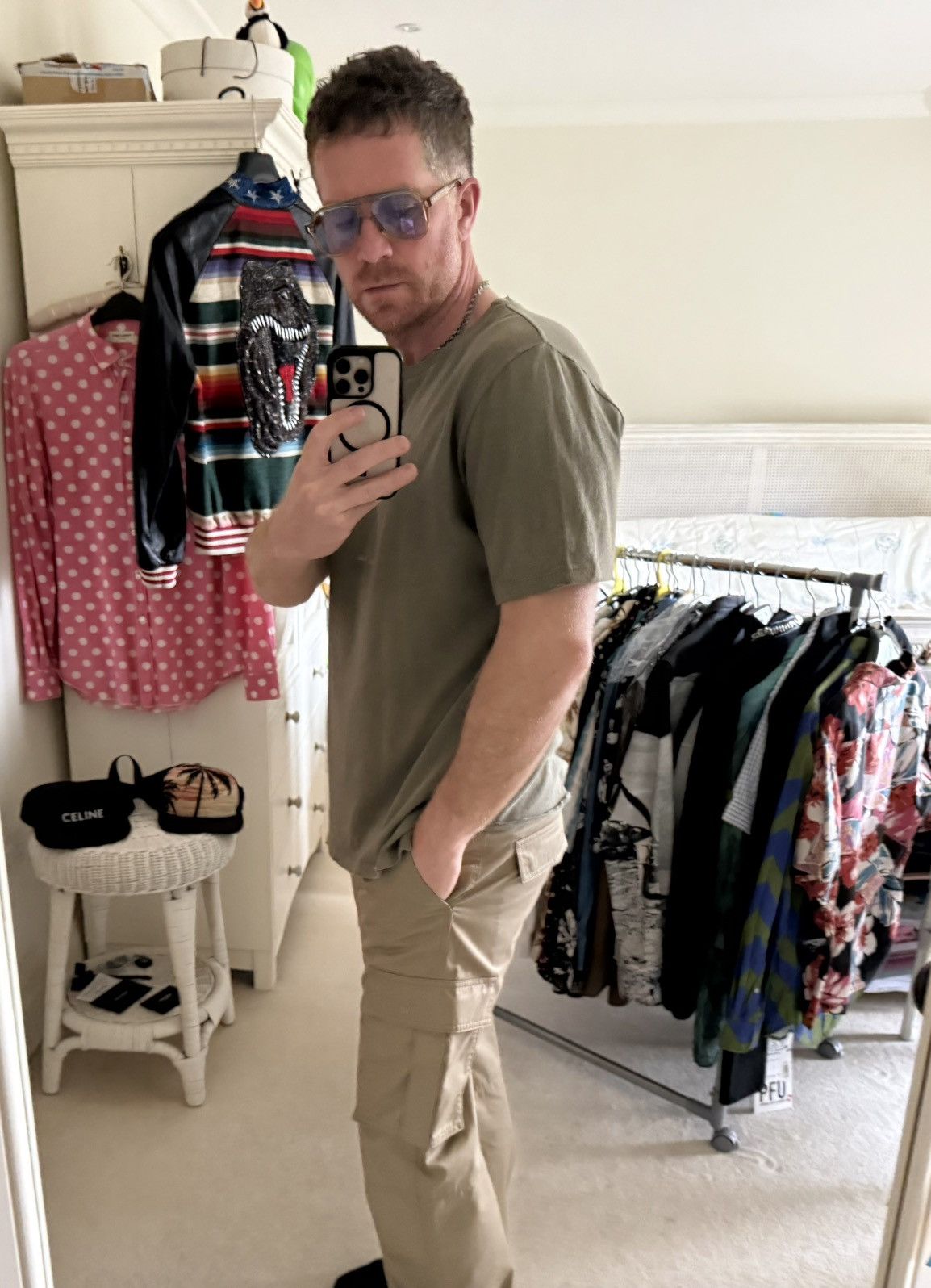 Saint Laurent Paris SS19 Saint Laurent Rive Gauche logo khaki T shirt grail Size US XL / EU 56 / 4 - 3 Thumbnail