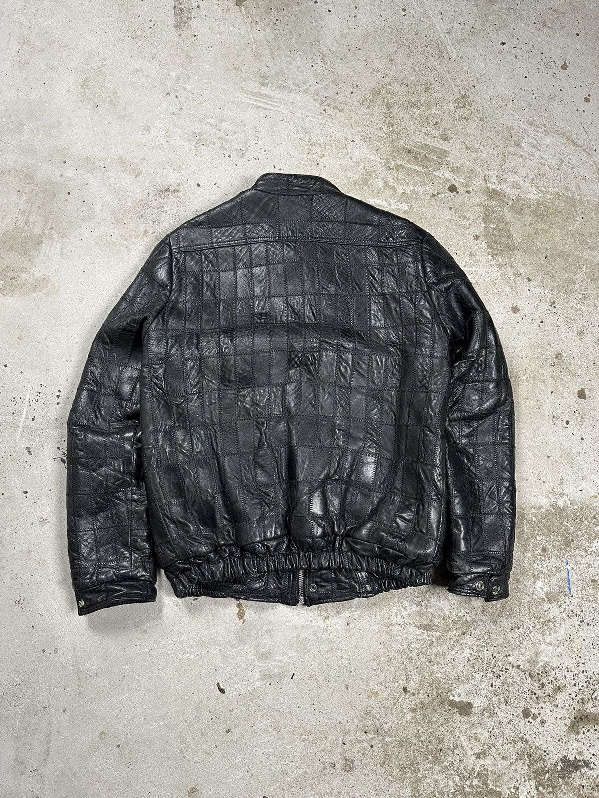 Vintage Vintage 90s Black Patchwork Leather Jacket Moto Size US M / EU 48-50 / 2 - 2 Thumbnail