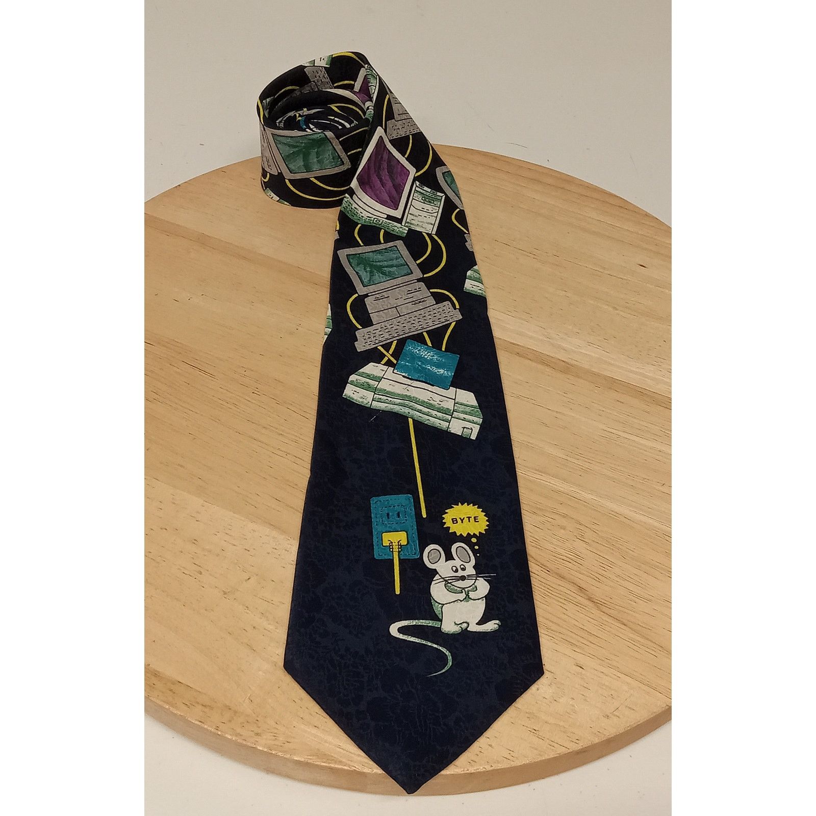 & Other Stories Vintage A. Rogers Tie Men's Techy Mouse Cartoon Computers Size ONE SIZE - 3 Thumbnail
