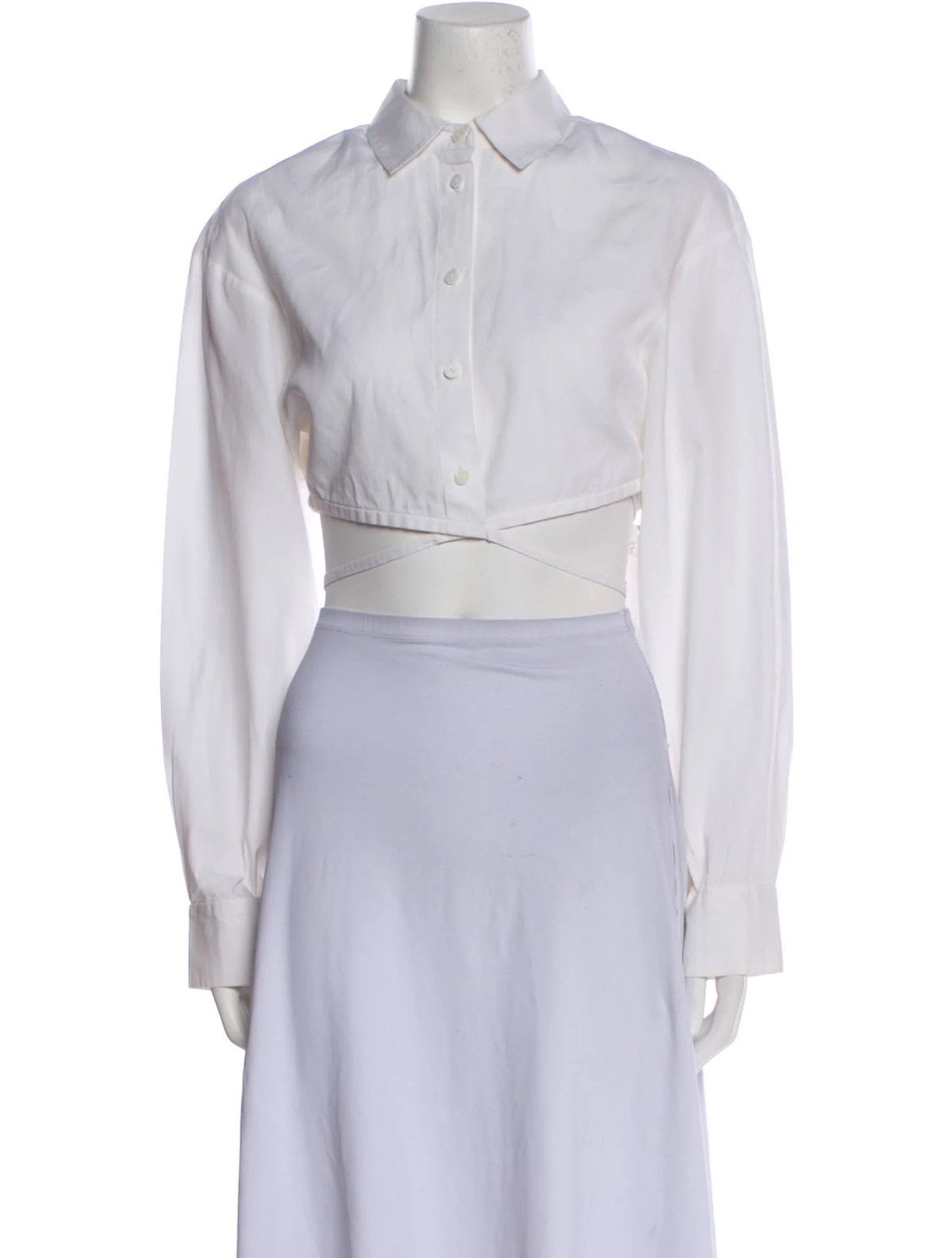 Christopher Esber Long Sleeve Tie String Crop Top
