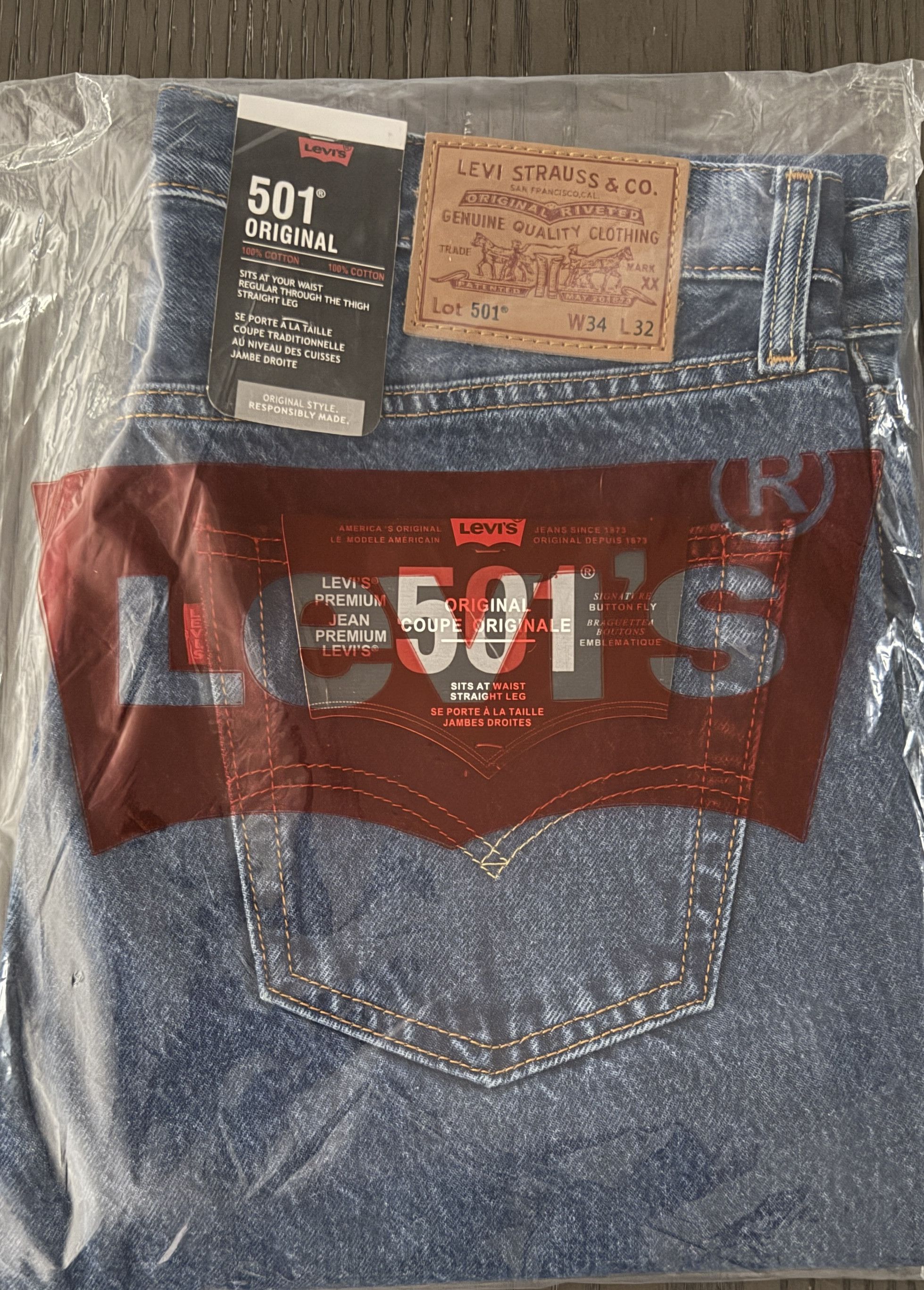 Levi's Levi's Premium 501 Original STRAIGHT LEG Jean Men 34x32 Blue Size US 34 / EU 50 - 2 Thumbnail
