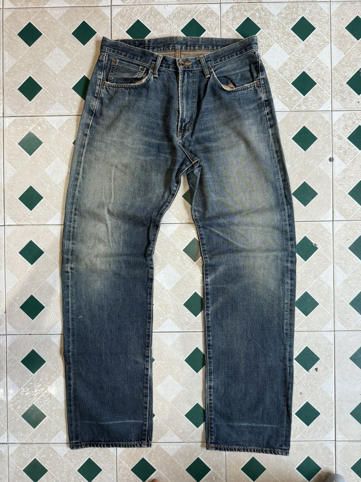 Edwin × Vintage 90’s EDWIN 505X RARE POCKET LOGO SALVAGE RETROJAPANESE PANTS Size US 30 / EU 46 - 2 Thumbnail