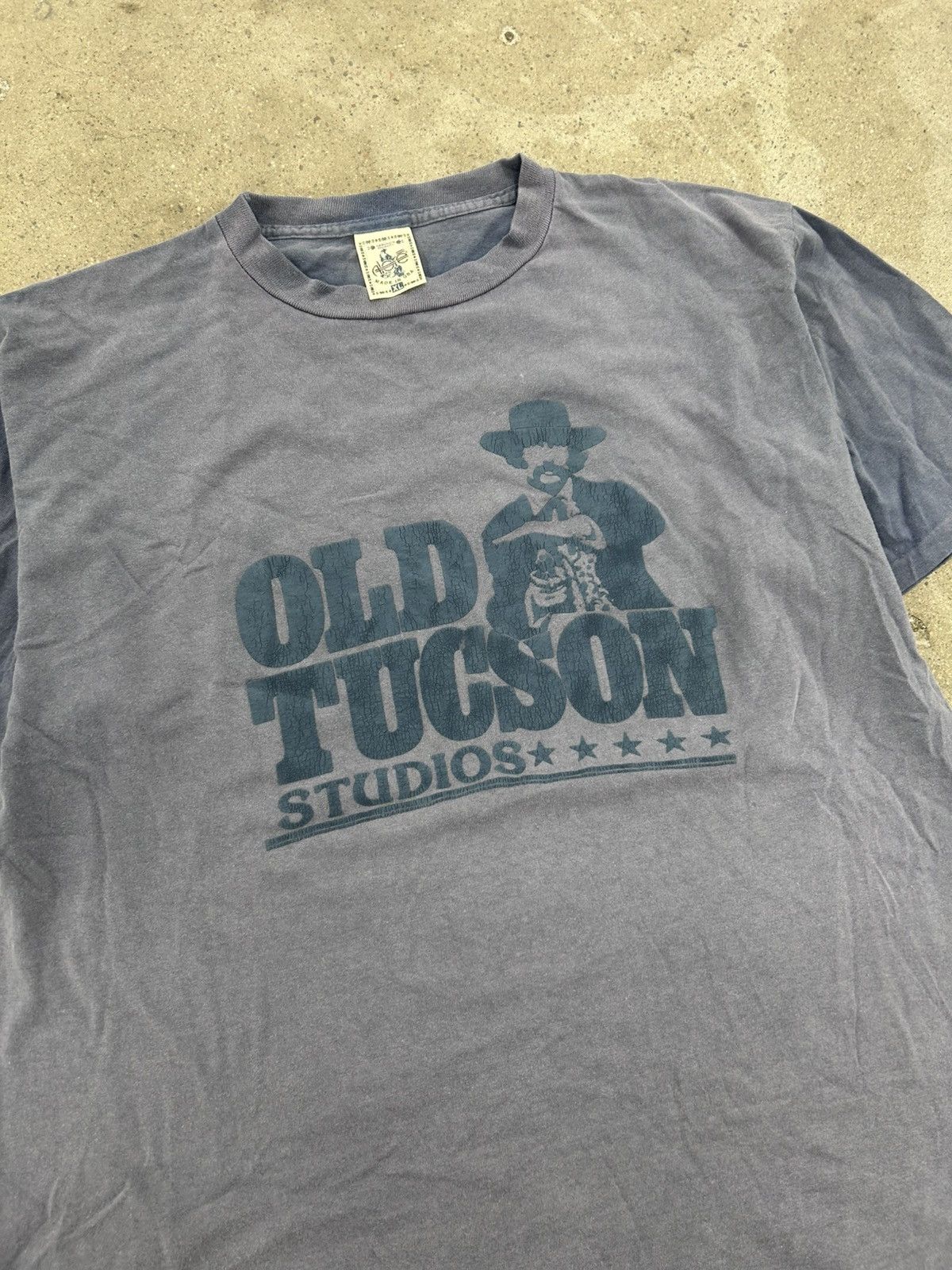 Vintage Vintage 90s Essential Sunfaded T Shirt Blue Old Tucson Size US XL / EU 56 / 4 - 2 Thumbnail