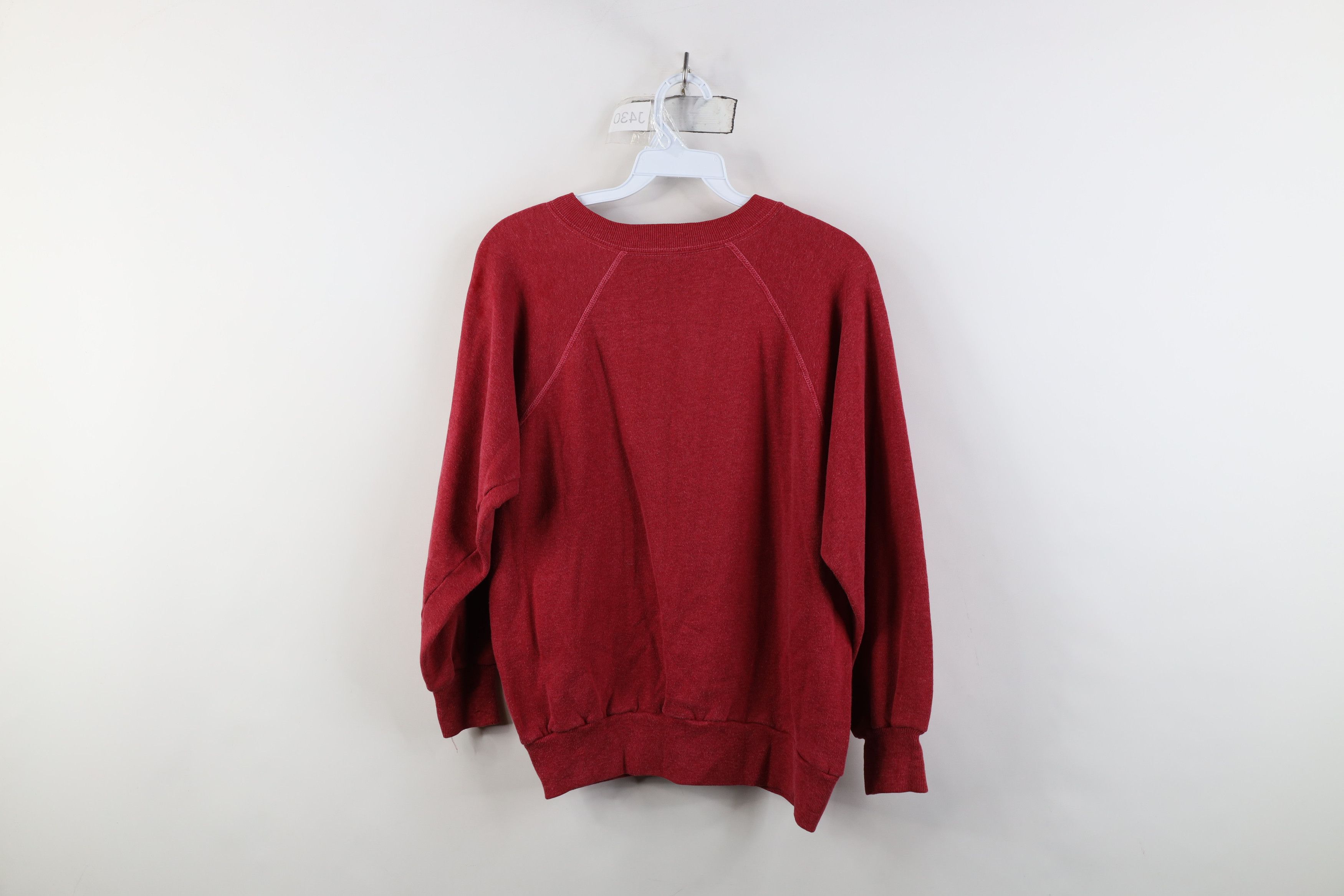 Vintage Vintage 70s Streetwear Raglan Crewneck Sweatshirt Red USA Size L / US 10 / IT 46 - 9 Thumbnail