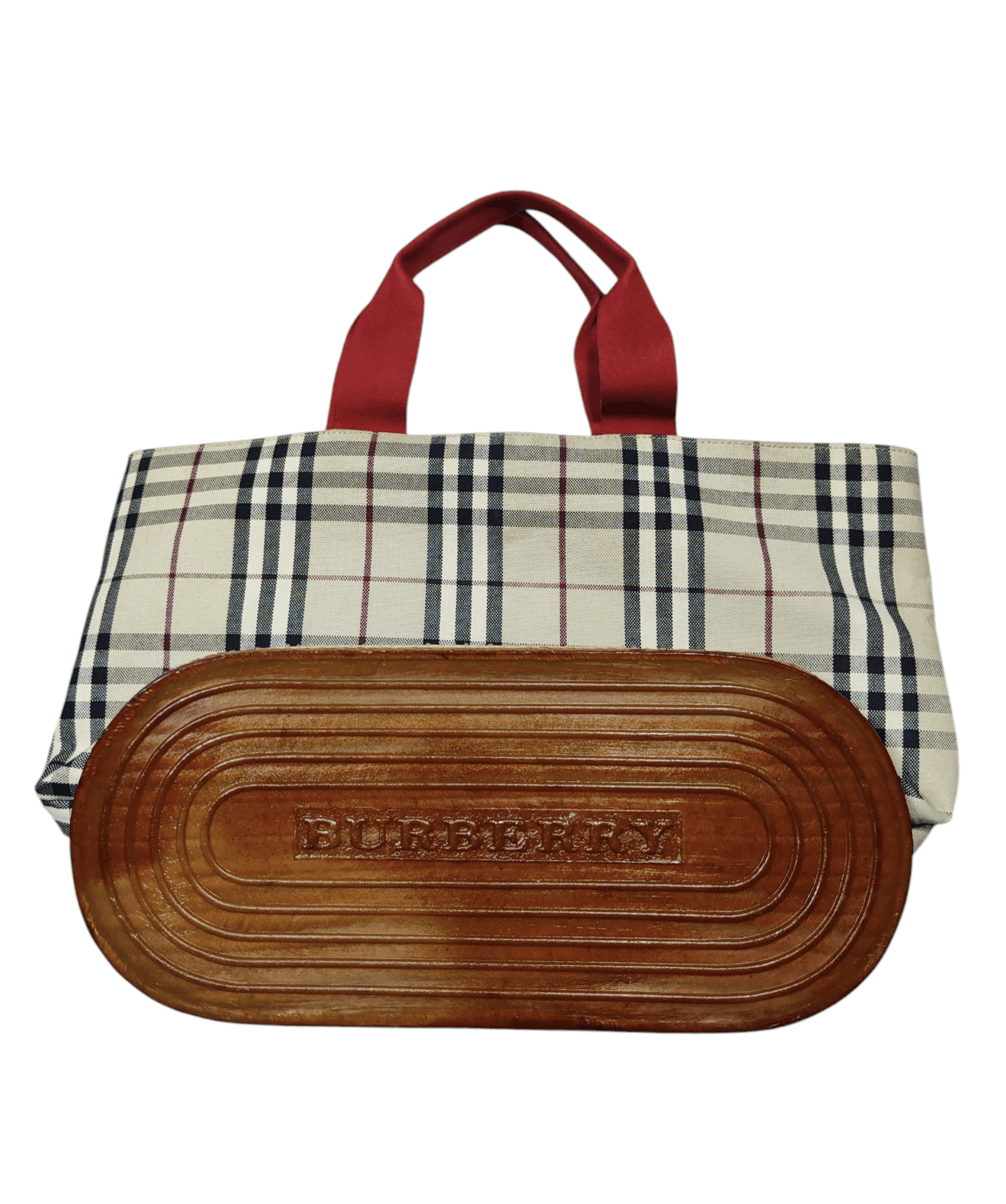 Burberry BURBERRY NOVA CHECK FEED RUBBER SISAL BOTTOM TOTE/HANDBAG Size ONE SIZE - 4 Thumbnail