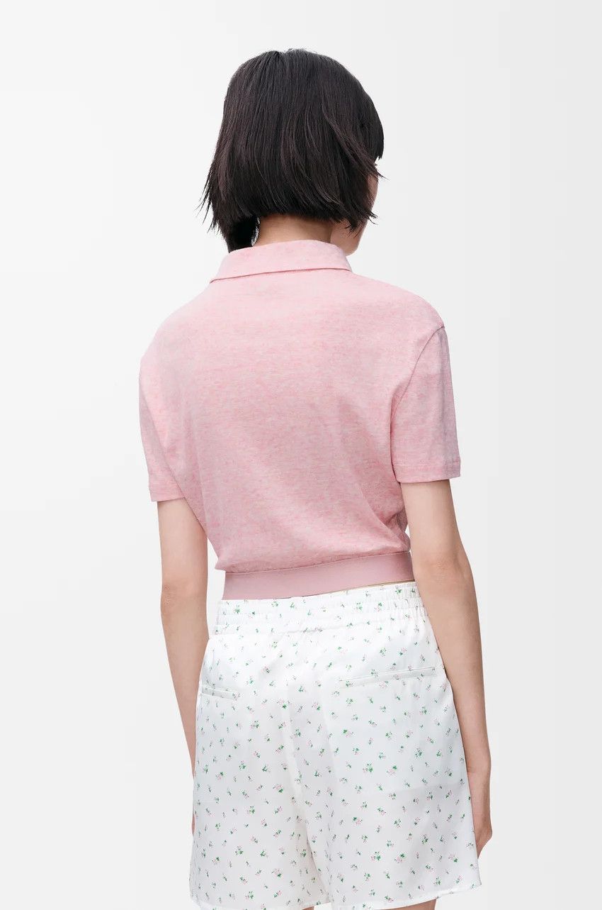 Loewe o1loc1c0525 Cropped Polo In Cotton And Wool in Pink Size L / US 10 / IT 46 - 4 Thumbnail