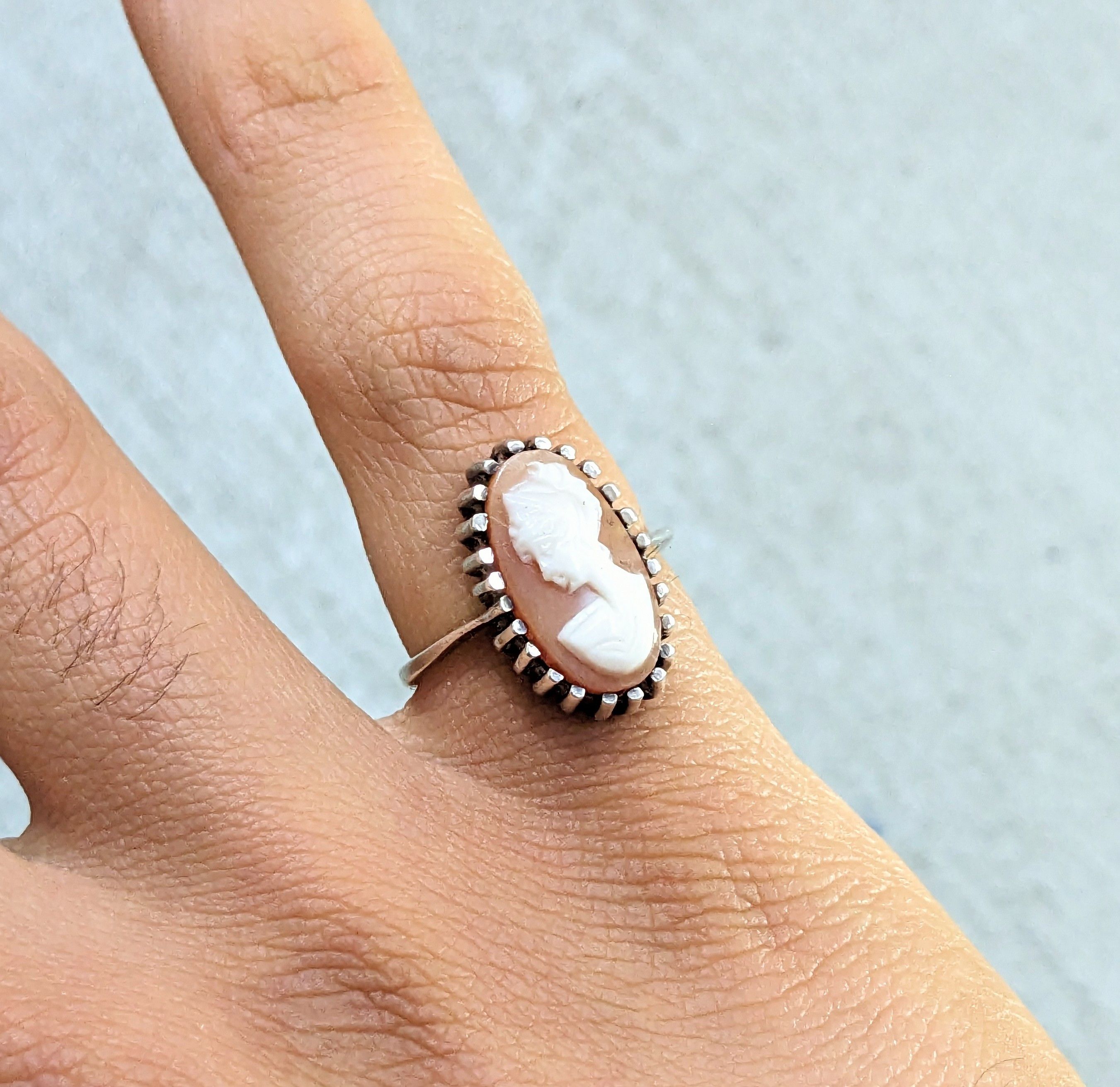 Jewelry Vintage Sterling Silver Cameo Ring Antique Oval Lady Size ONE SIZE - 11 Thumbnail