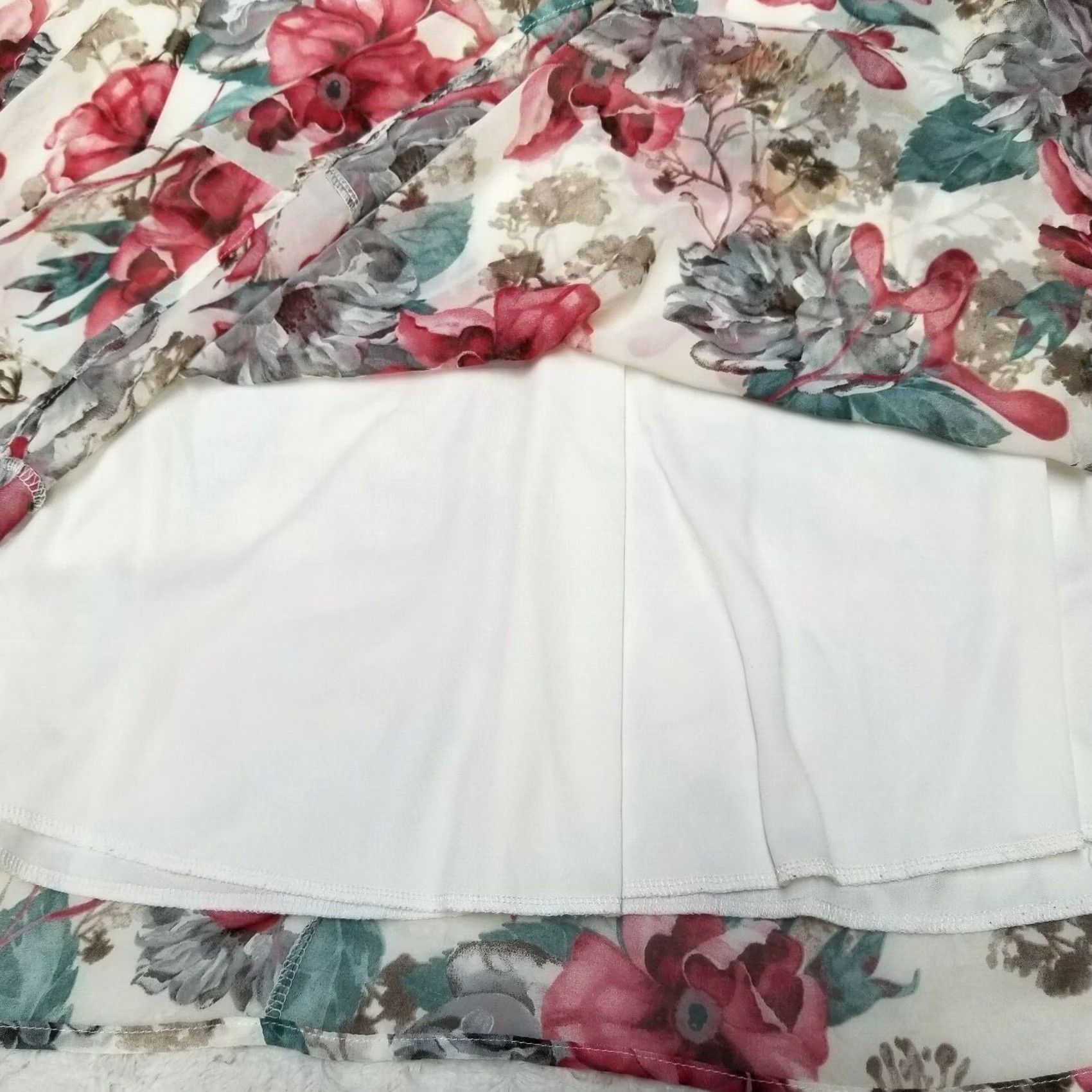 Vintage Peppermint Women Floral Lace Up Tunic Top Mini Dress Large Sleeveless Lined Boho Size L / US 10 / IT 46 - 8 Thumbnail