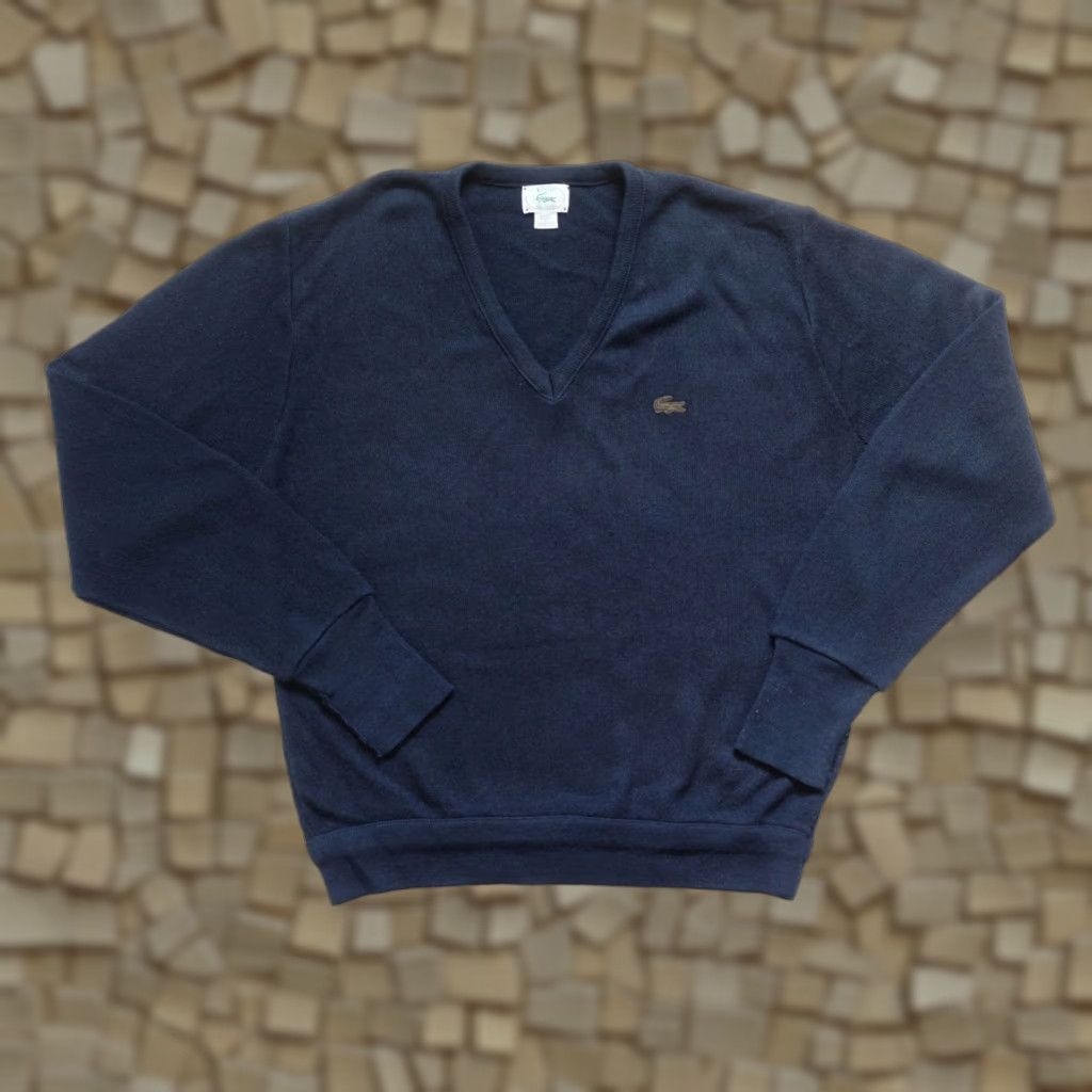 Lacoste VINTAGE Lacoste Sweater Sweatshirt V-Neck Blue ORLON ACRYLIC Made in USA SZ L Mens Size US L / EU 52-54 / 3 - 1 Thumbnail