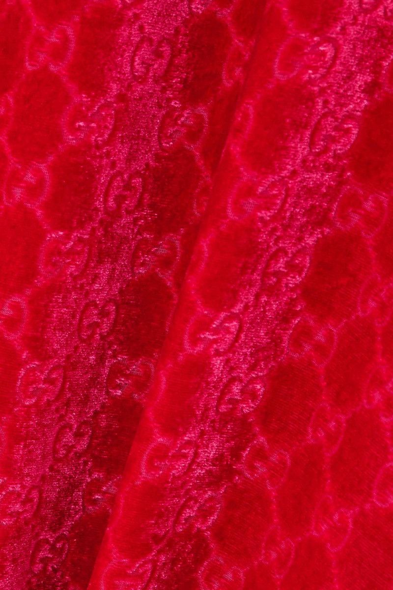 Gucci o1la5ras0526 GG Devoré Velvet Pants in Red Size 27" / US 4 / IT 40 - 4 Thumbnail