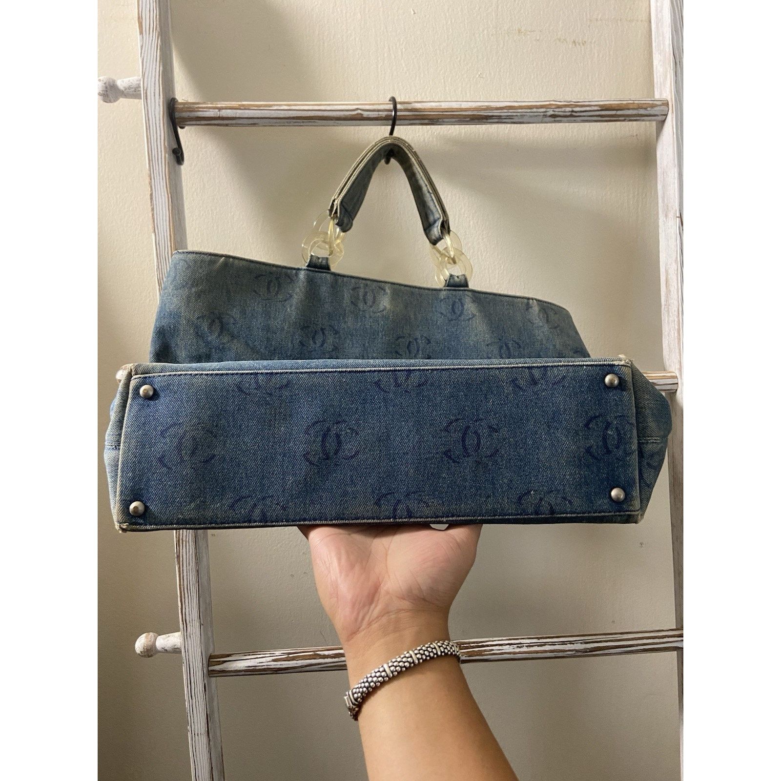 Chanel Chanel ‘02 cruise line large denim blue hand tote bag Size ONE SIZE - 5 Thumbnail
