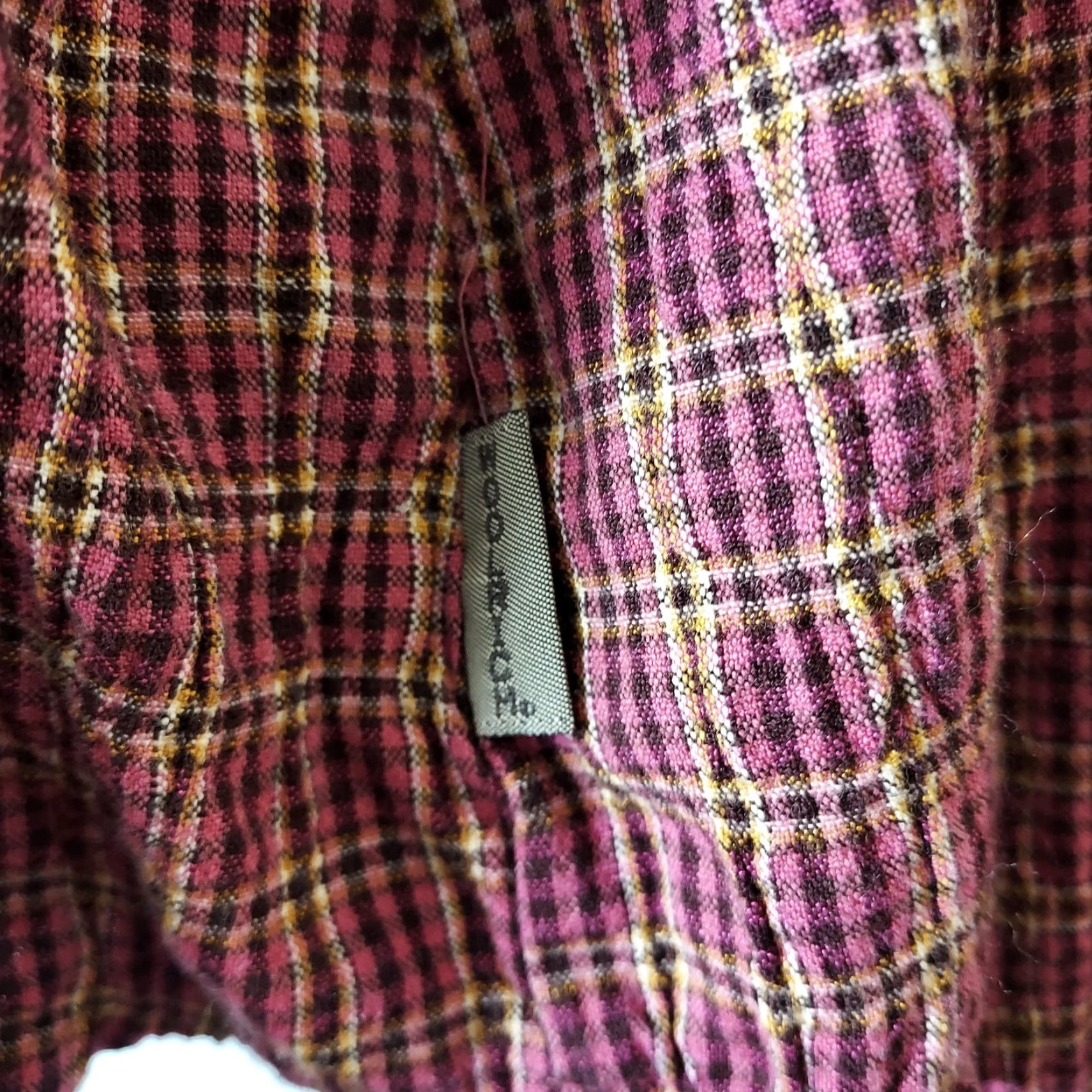 Vintage Woolrich Shirt Women's L Button-Up Plaid Flannel Long Sleeve Brown Mulberry Casual Workwear - Outdoor, Fall, Spring, Winter - Regular Fit Size L / US 10 / IT 46 - 3 Thumbnail