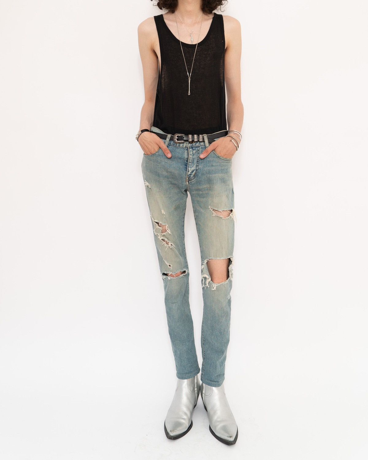 Saint Laurent Paris Hedi Slimane 2016 Crash Denim Jeans SAINT LAURENT Nettspend Size US 28 / EU 44 - 4 Thumbnail