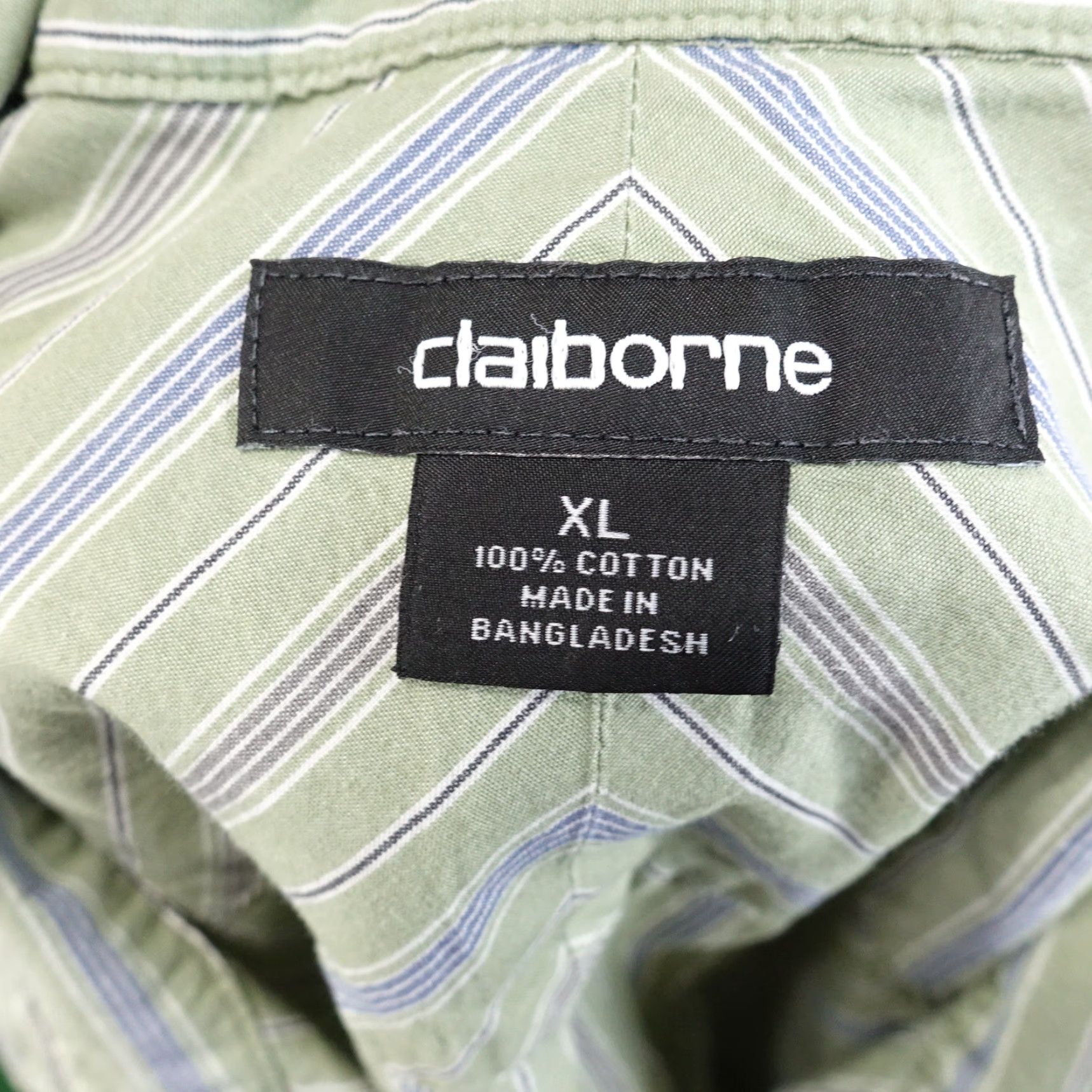 Liz Claiborne VINTAGE CLAIBORNE Shirt Men XL Green Striped Button-Down Cotton 25.5" Pit to Pit 60s 70s (if applicable) Size US XL / EU 56 / 4 - 6 Thumbnail