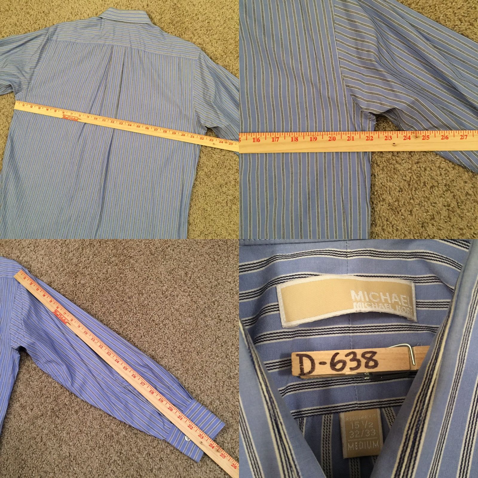 Michael Kors Michael Kors Shirt Mens Medium Blue Striped Long Sleeve Button Up Size US M / EU 48-50 / 2 - 8 Thumbnail
