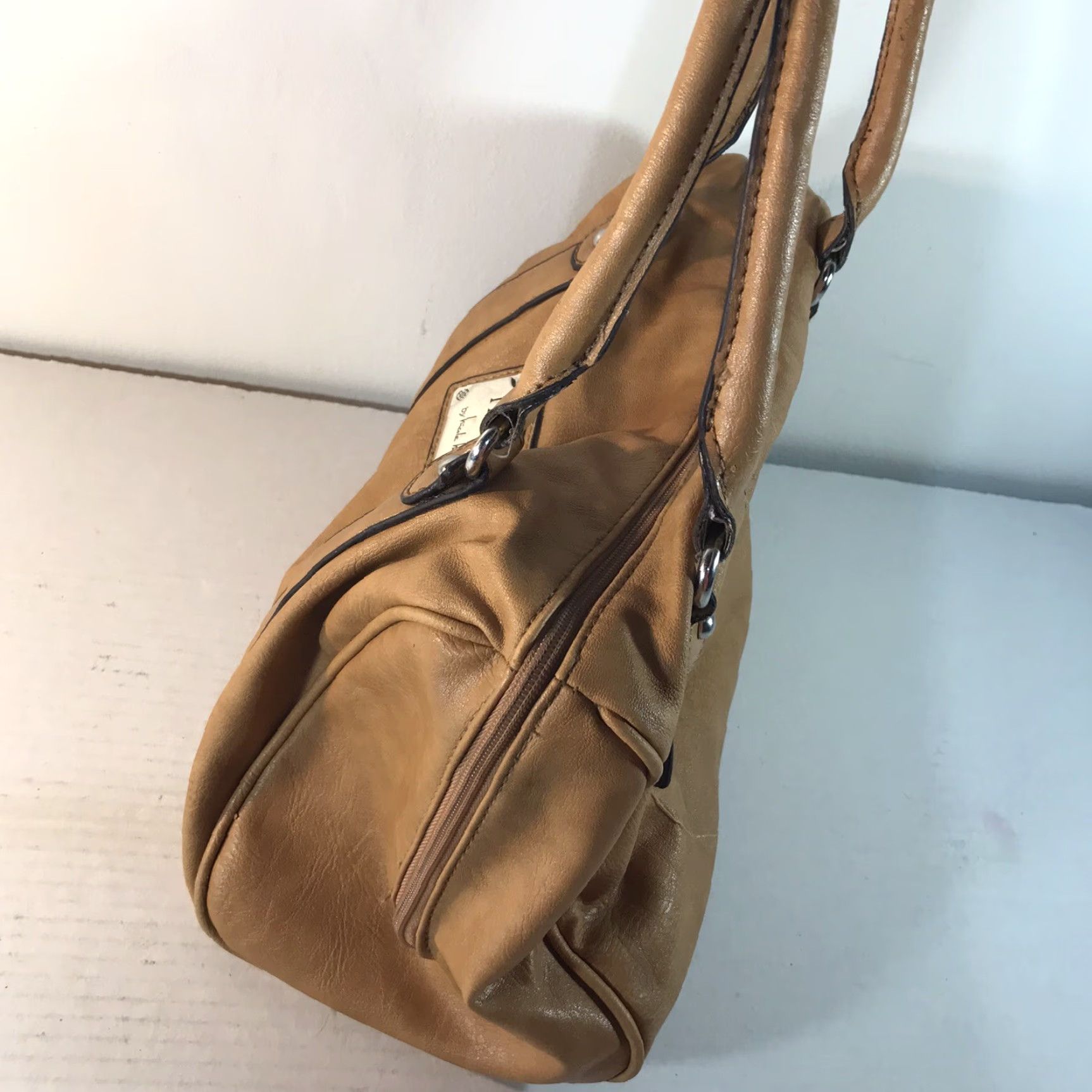 Nicole Miller VICENTAGE Nicole Miller Satchel Bag PVC Double Handles Women Medium Lt Brown Zipper Pockets Size ONE SIZE - 4 Thumbnail