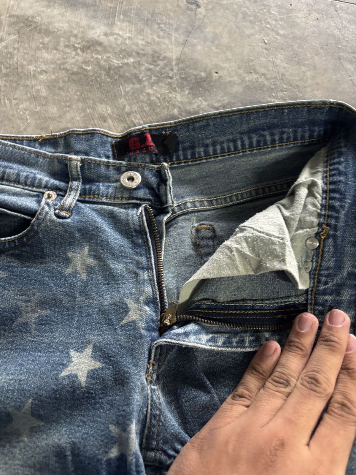 20471120 × Hysteric Glamour × If Six Was Nine GAZOZ flare star jeans punk gothic american flag style Size US 26 / EU 42 - 4 Thumbnail