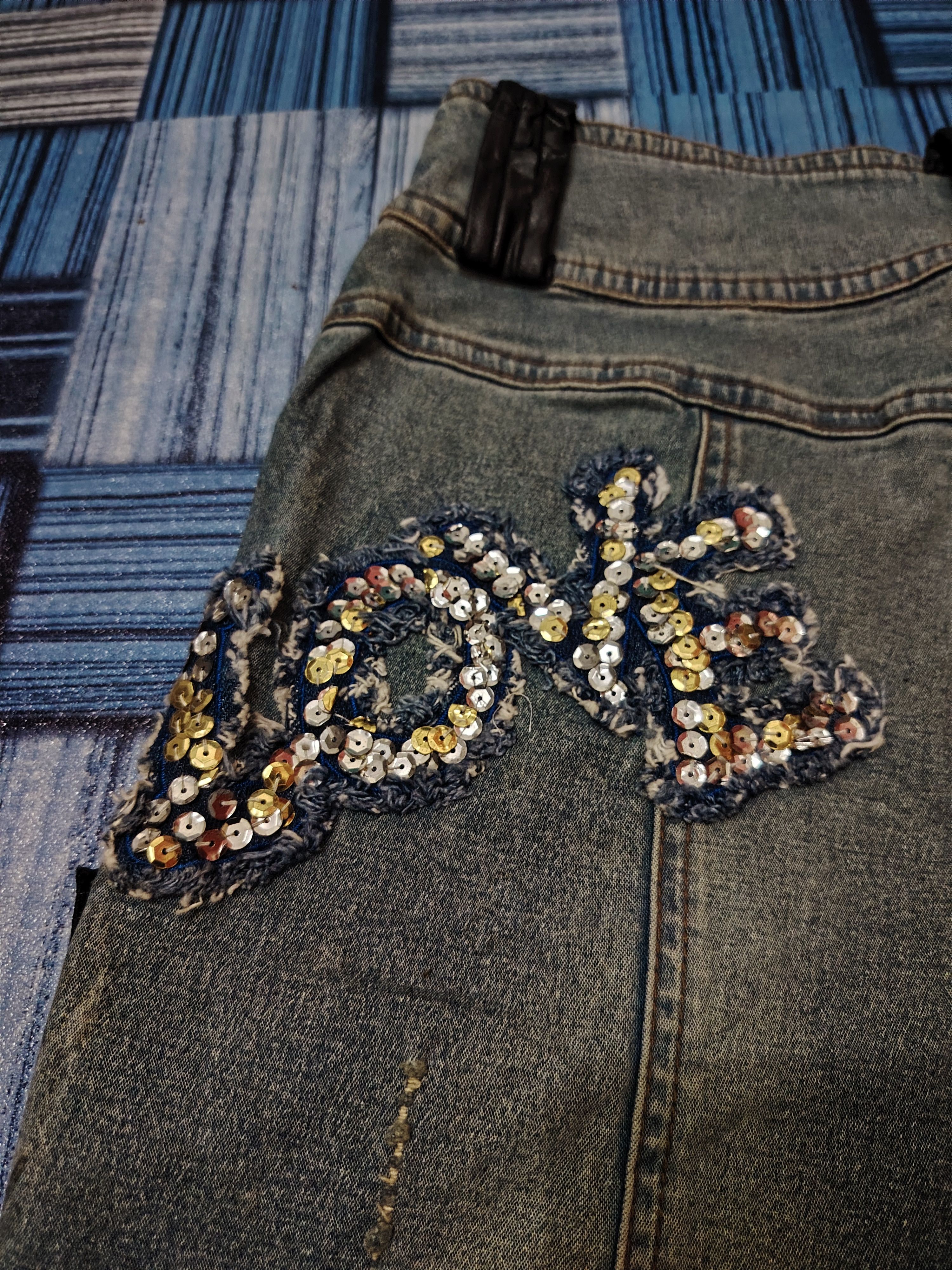 If Six Was Nine × Japanese Brand × Tornado Mart Insane 90s Poupine Bell Bottom distressed Jeans any patches Size 26" / US 2 / IT 38 - 17 Thumbnail