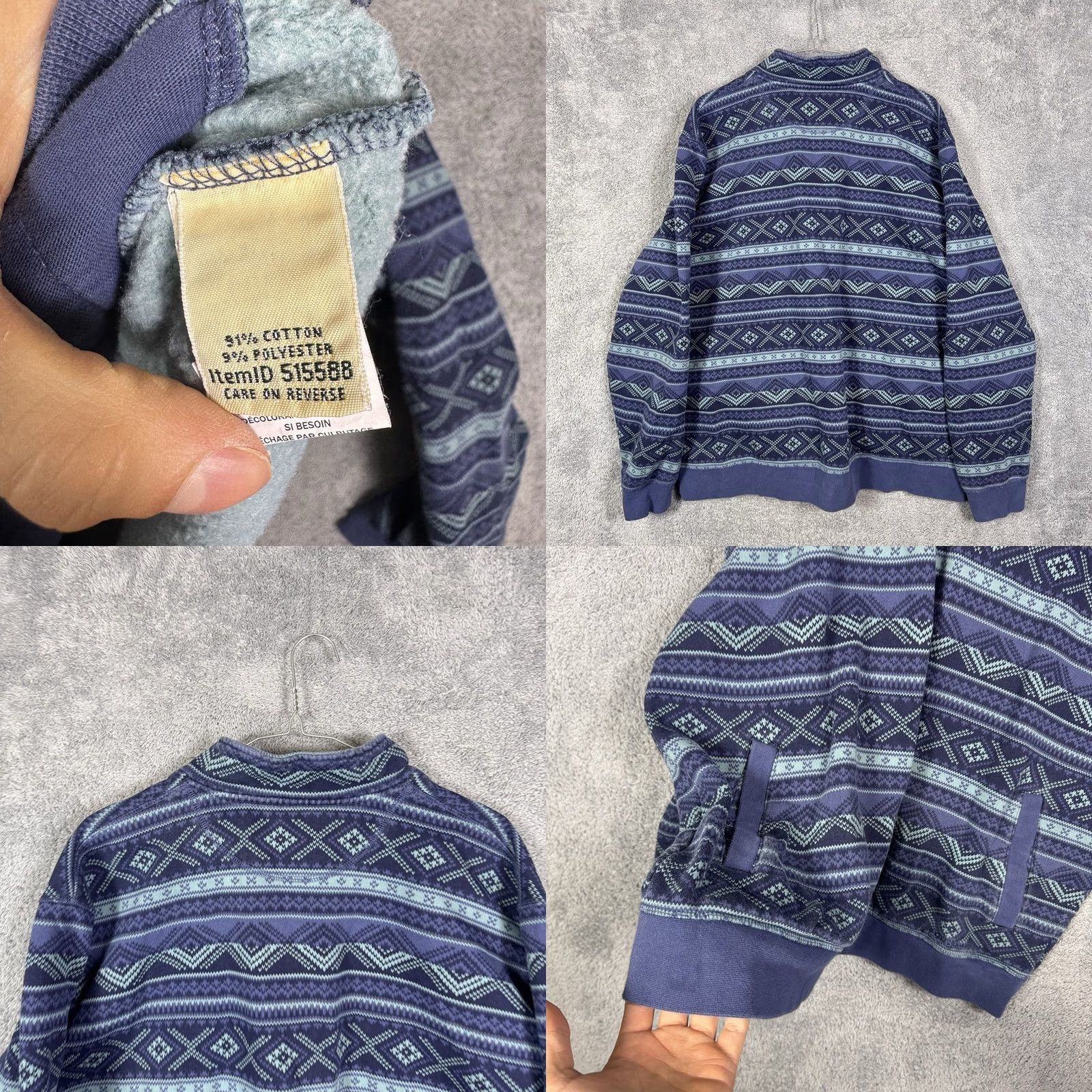 Vintage VINTAGE L.L. Bean Sweater Mens XL Athletic Sweats 1/4 Zip Pullover Aztec All Over 515588 Size US XL / EU 56 / 4 - 8 Thumbnail