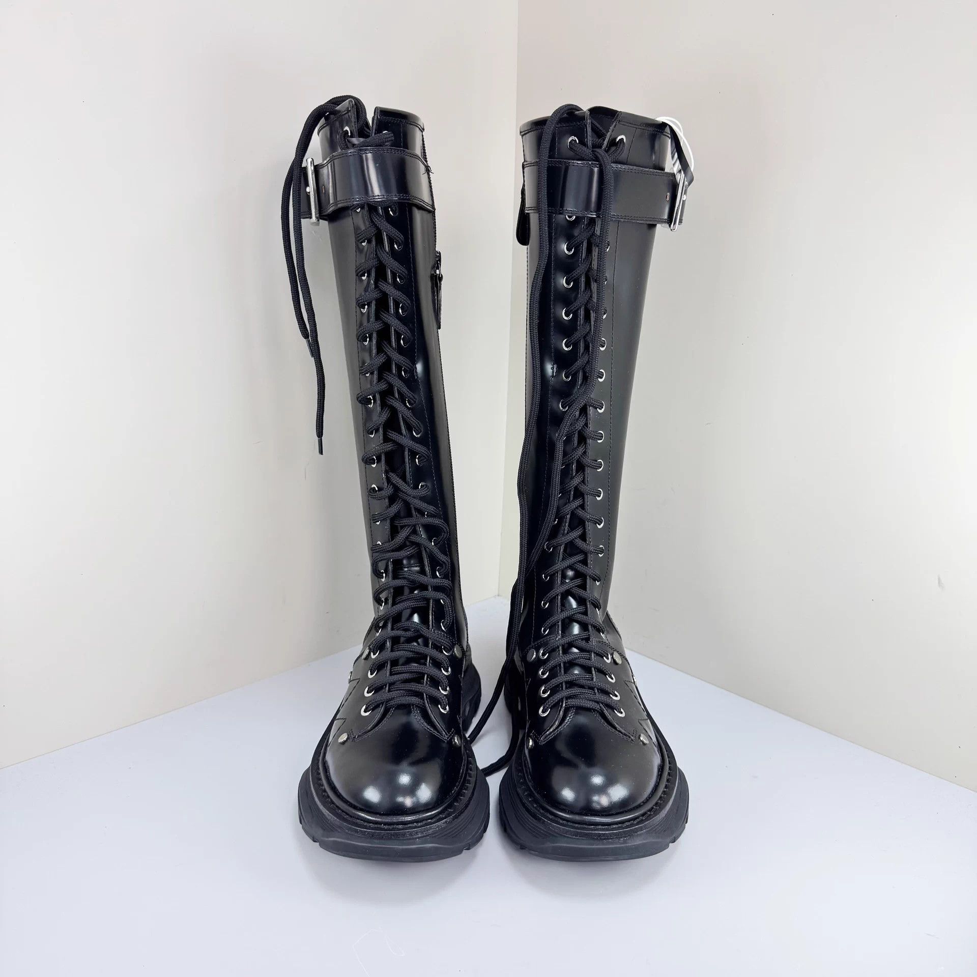 Alexander McQueen Alexander McQueen Knee-High Strappy Biker Boots EU35 New Size US 4 / IT 34 - 2 Thumbnail