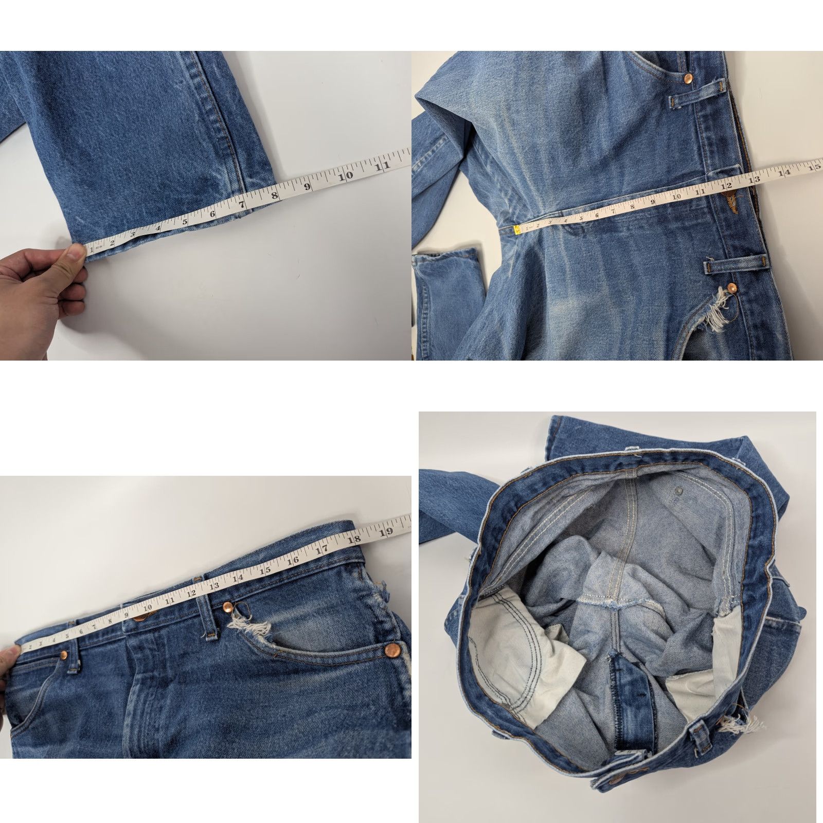 Wrangler Vintage Wrangler Jeans Men's 36x34 Cowboy Cut Bootcut 13MWZ Original Distressed Denim Blue 5-Pocket Western USA Cowboy Mens Jeans Size US 36 / EU 52 - 9 Thumbnail