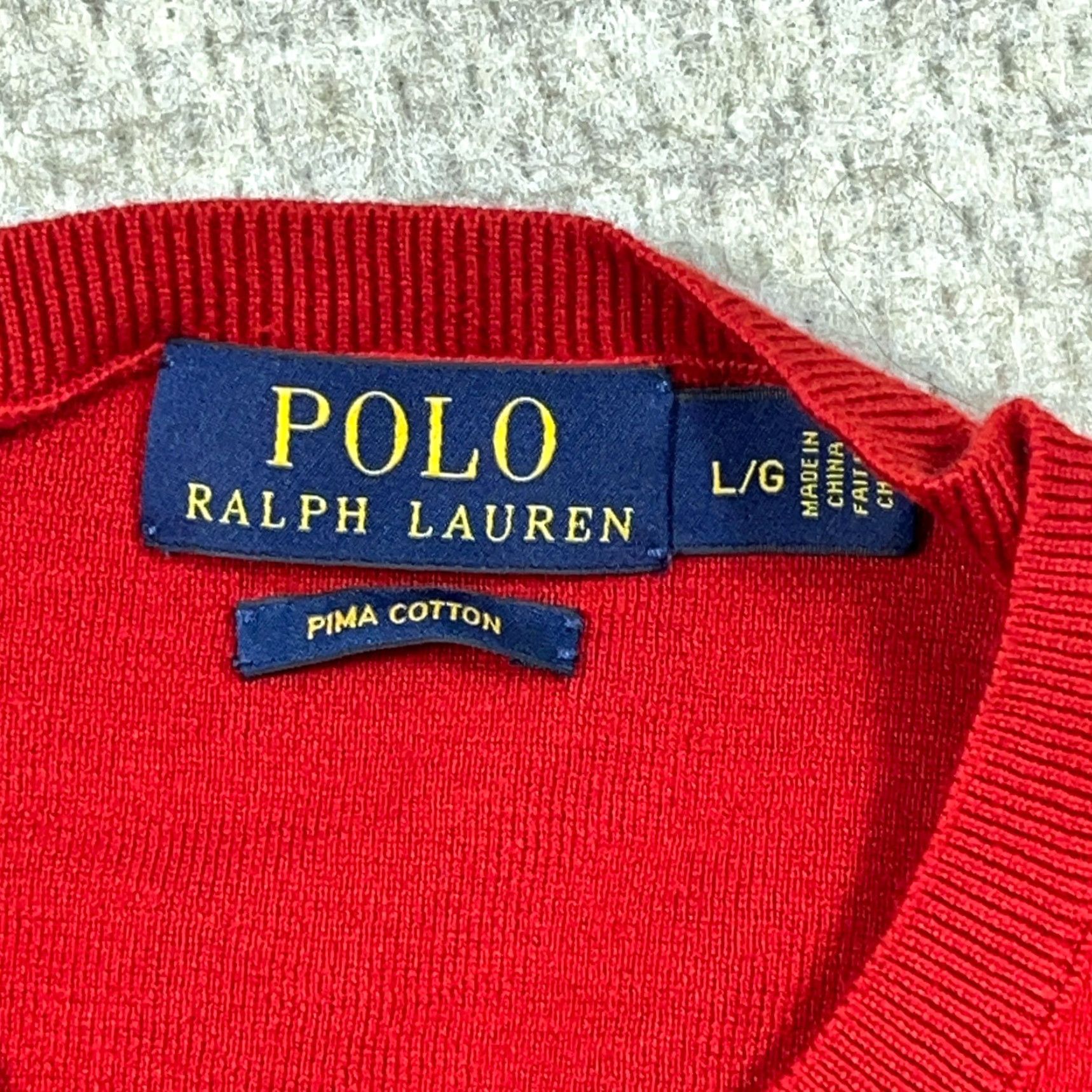 Polo Ralph Lauren Polo Ralph Lauren Sweater Men Large Red Pima Cotton V Neck Soft Golf Blue Pony Size US L / EU 52-54 / 3 - 5 Thumbnail