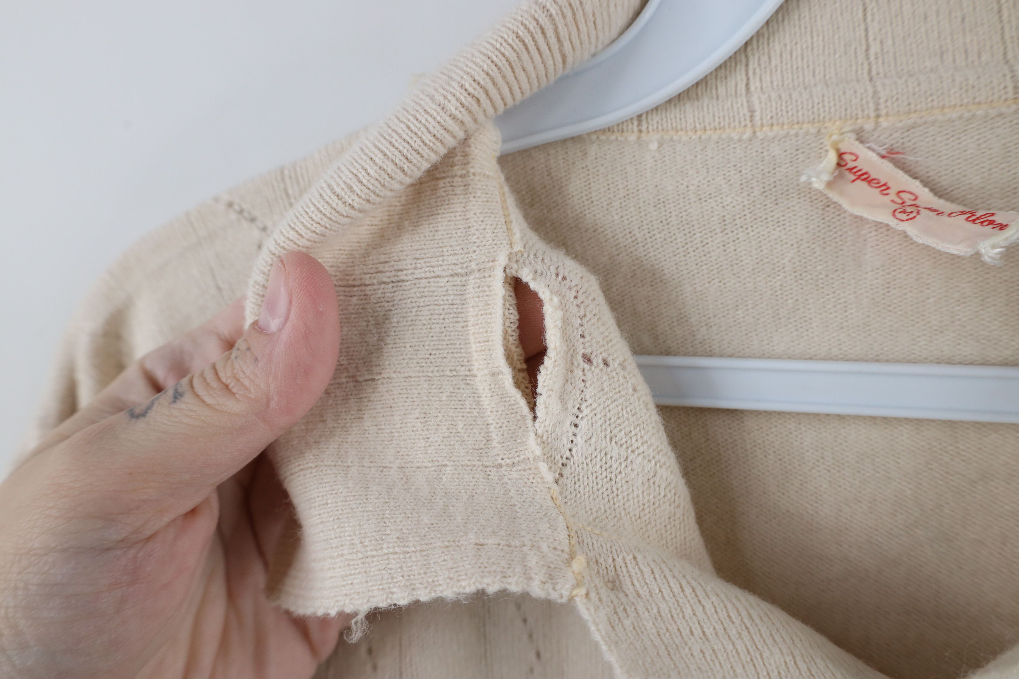 Vintage Vintage 50s 60s Streetwear Knit Collared Polo Sweater Beige Size US M / EU 48-50 / 2 - 4 Thumbnail